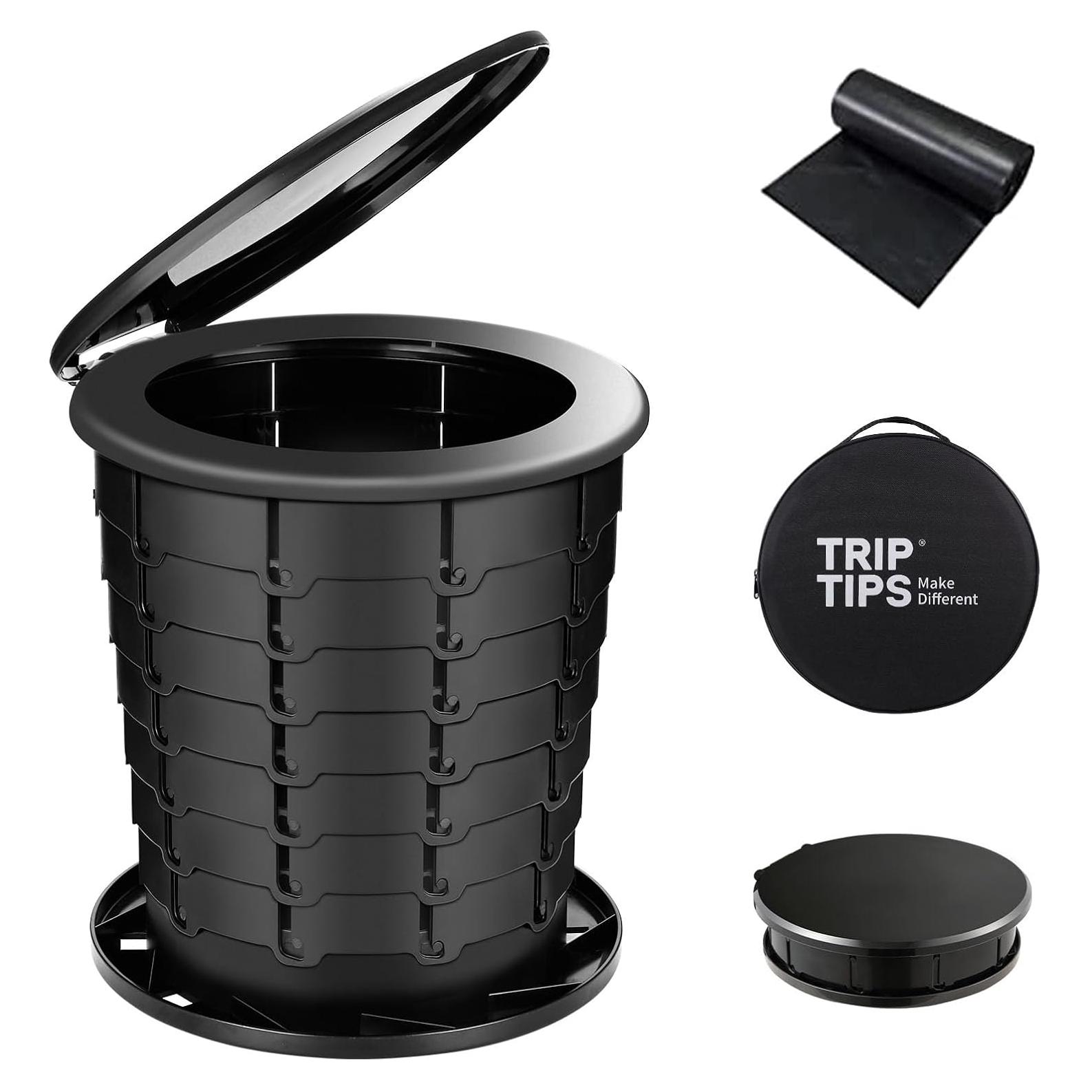 Inodoro Portátil Retráctil TRIPTIPS Ajustable 8-33 cm Negro