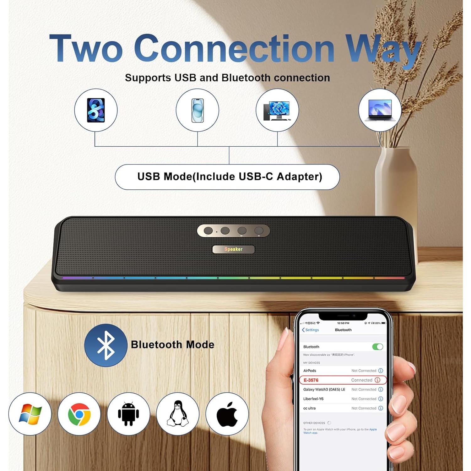 Altavoces de computadora BUSP-HYY E-3576 USB Bluetooth 5.3