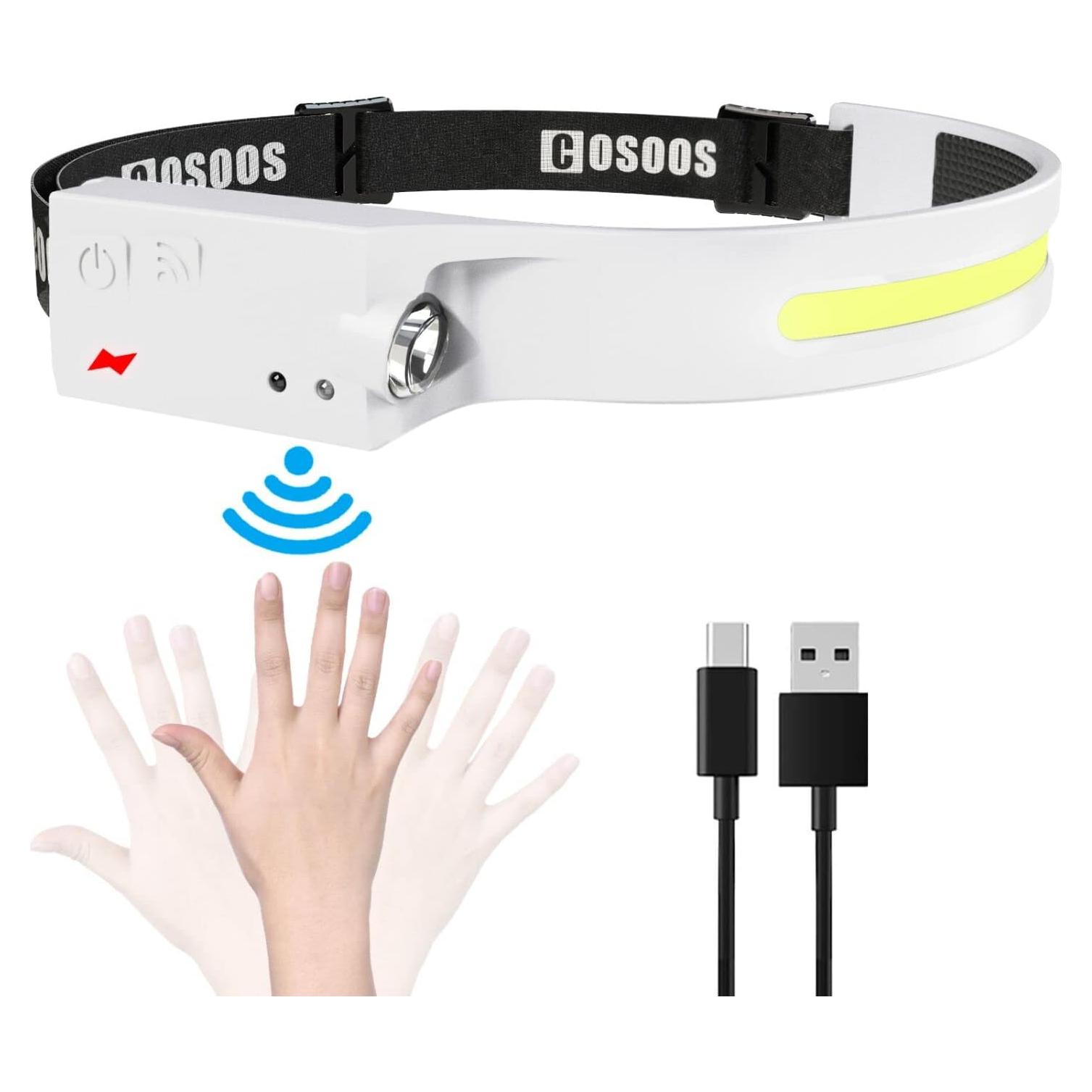 Linterna Frontal LED COSOOS Recargable 1000 Lúmenes Verde