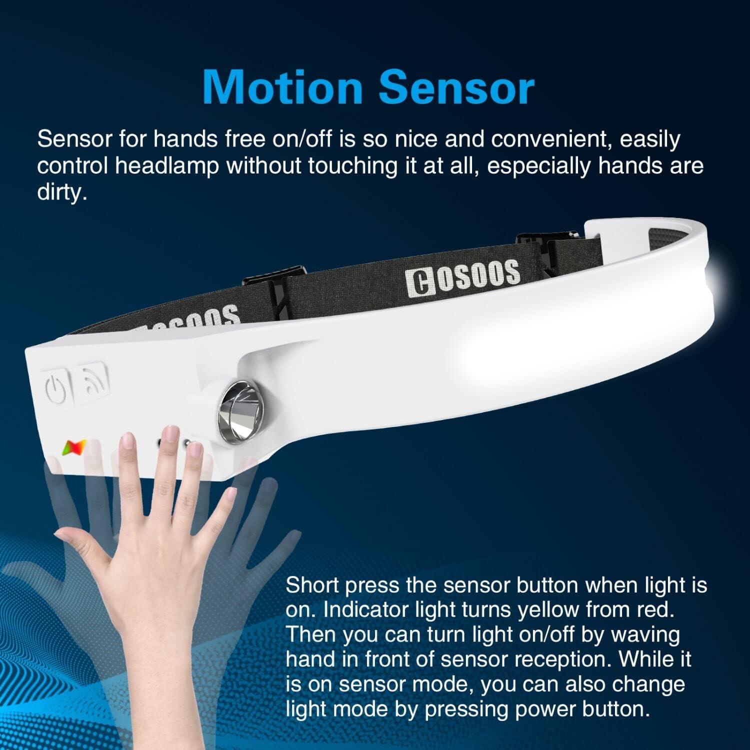 Linterna Frontal LED COSOOS Recargable 1000 Lúmenes Verde