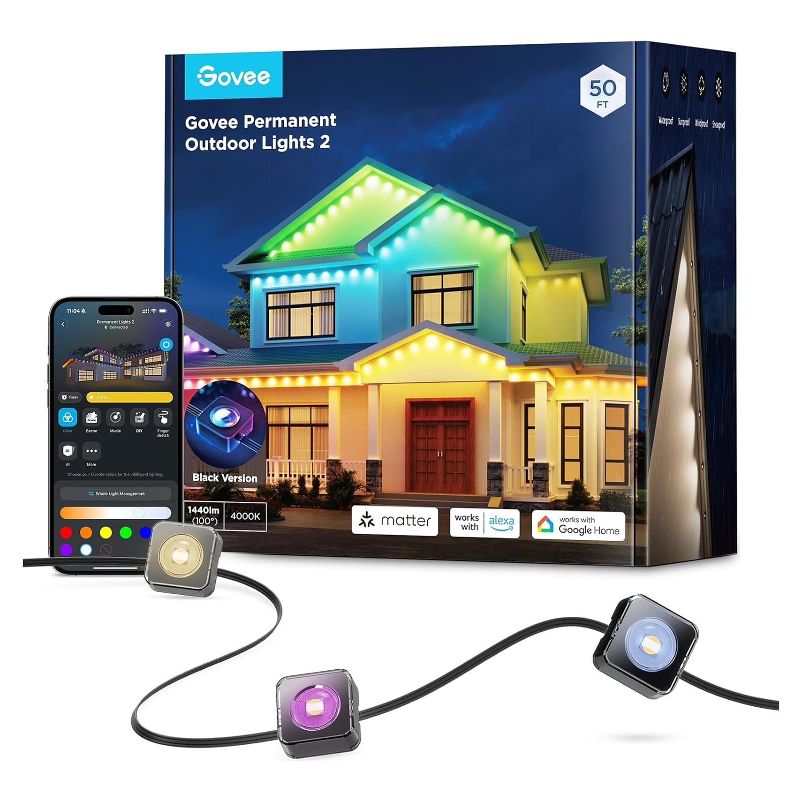 Luces Exteriores Govee 15.24m RGBIC IP67 con 100 Modos