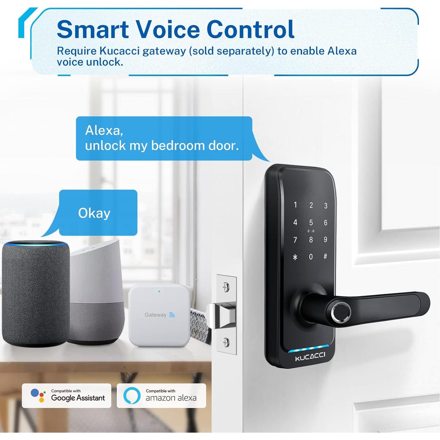 Cerradura Inteligente KUCACCI H15 - Huella Dactilar y App - Negro