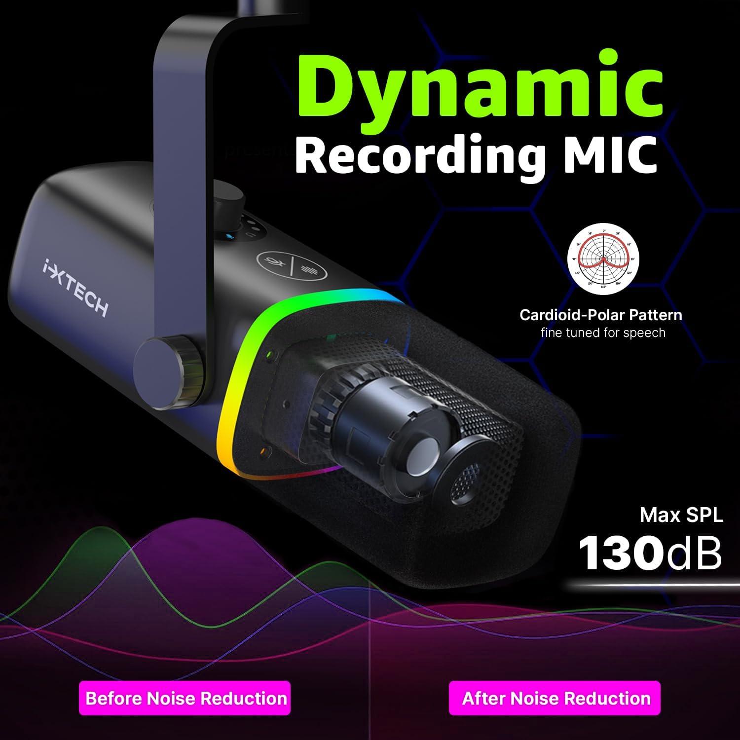 Micrófono USB IXTECH Gaming Negro con Cancelación de Ruido