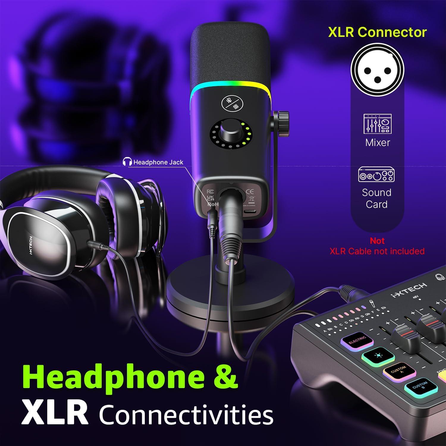 Micrófono USB IXTECH Gaming Negro con Cancelación de Ruido