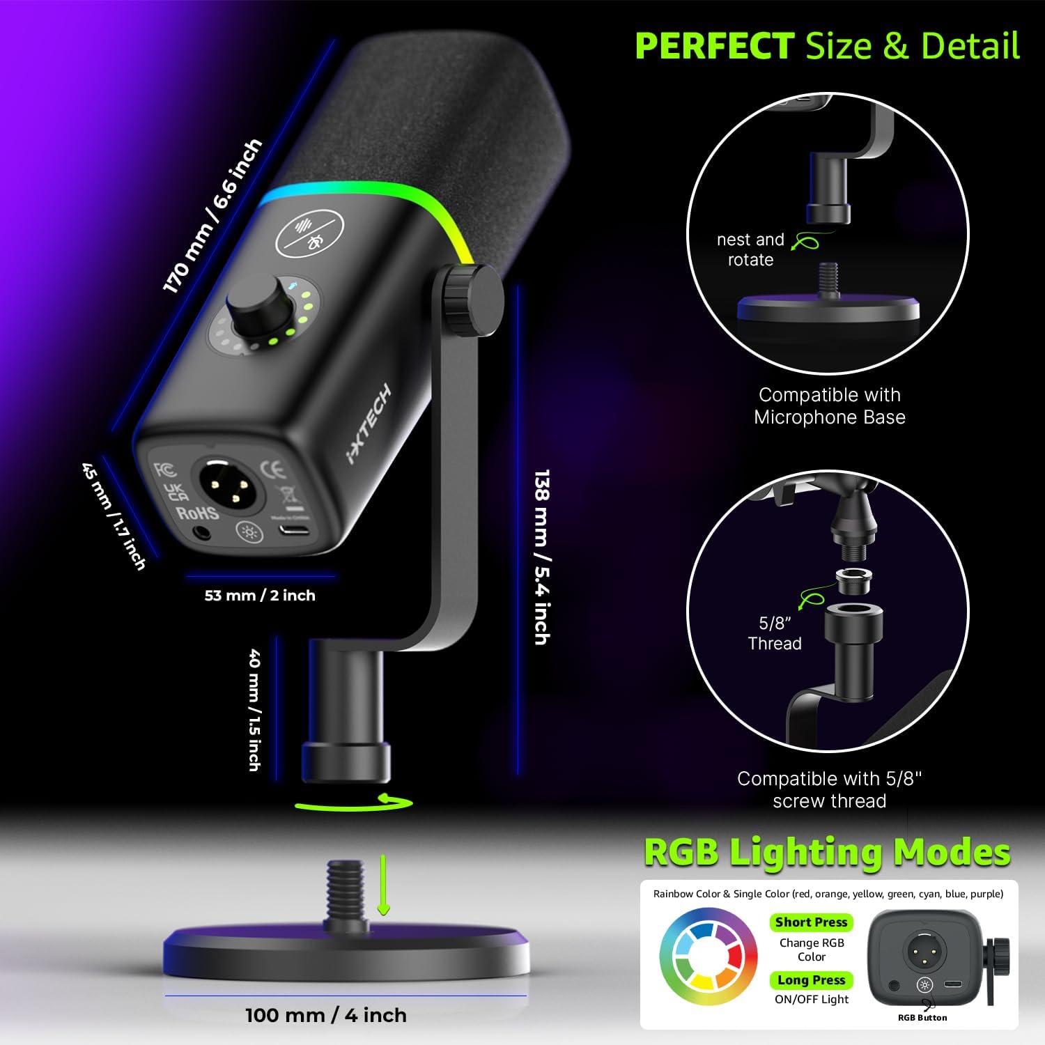 Micrófono USB IXTECH Gaming Negro con Cancelación de Ruido