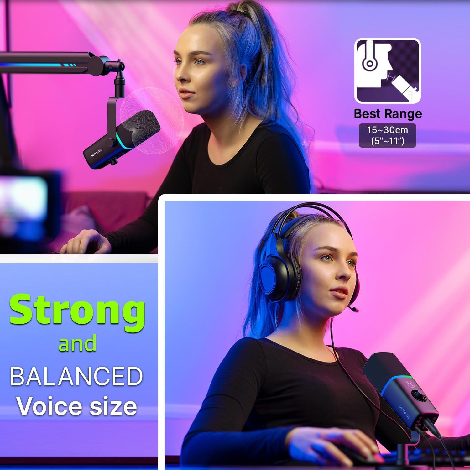 Micrófono USB IXTECH Gaming Negro con Cancelación de Ruido