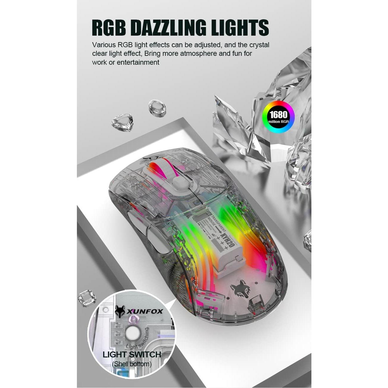 Ratón Inalámbrico Mecánico RGB Attoe ATAJ120 para Juegos