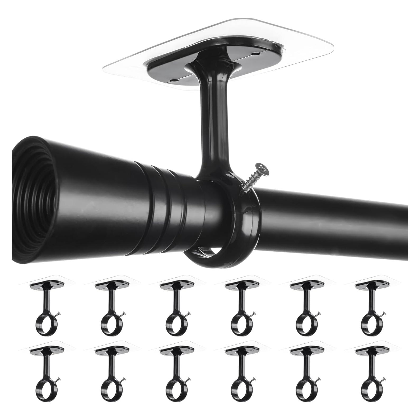 Paquete de 12 Soportes de Varilla de Cortina Antimbee Negro