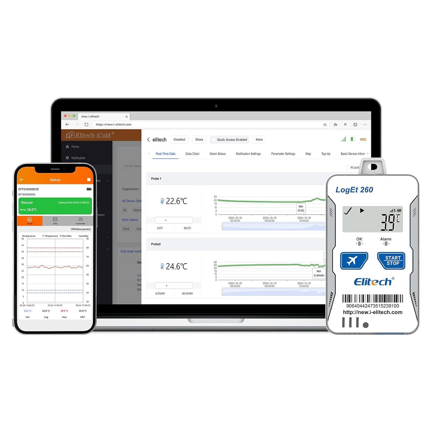 Registrador de Datos de Temperatura y Humedad Elitech Loget260-TH