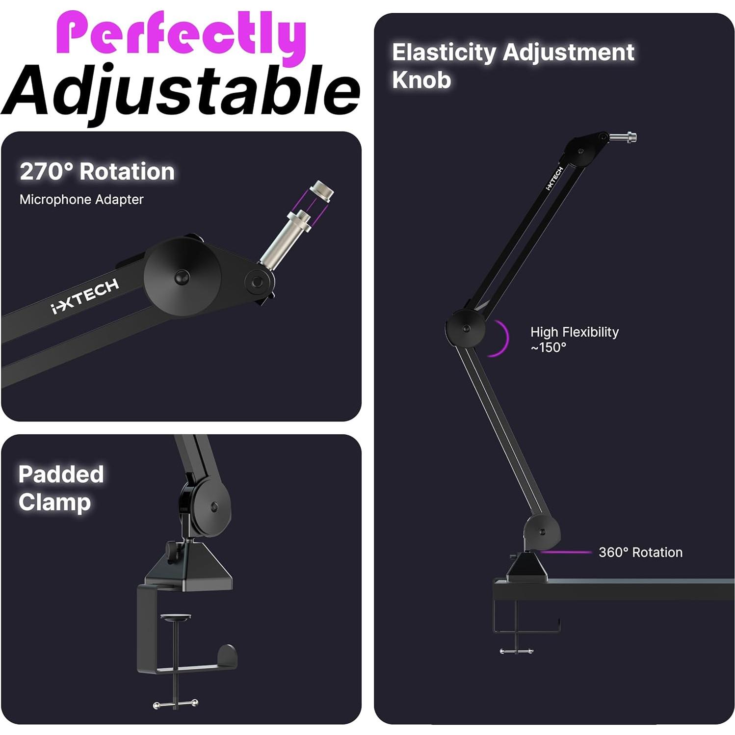 Soporte de Micrófono Boom IXTECH IX-MI01 Acero Inoxidable 1 kg