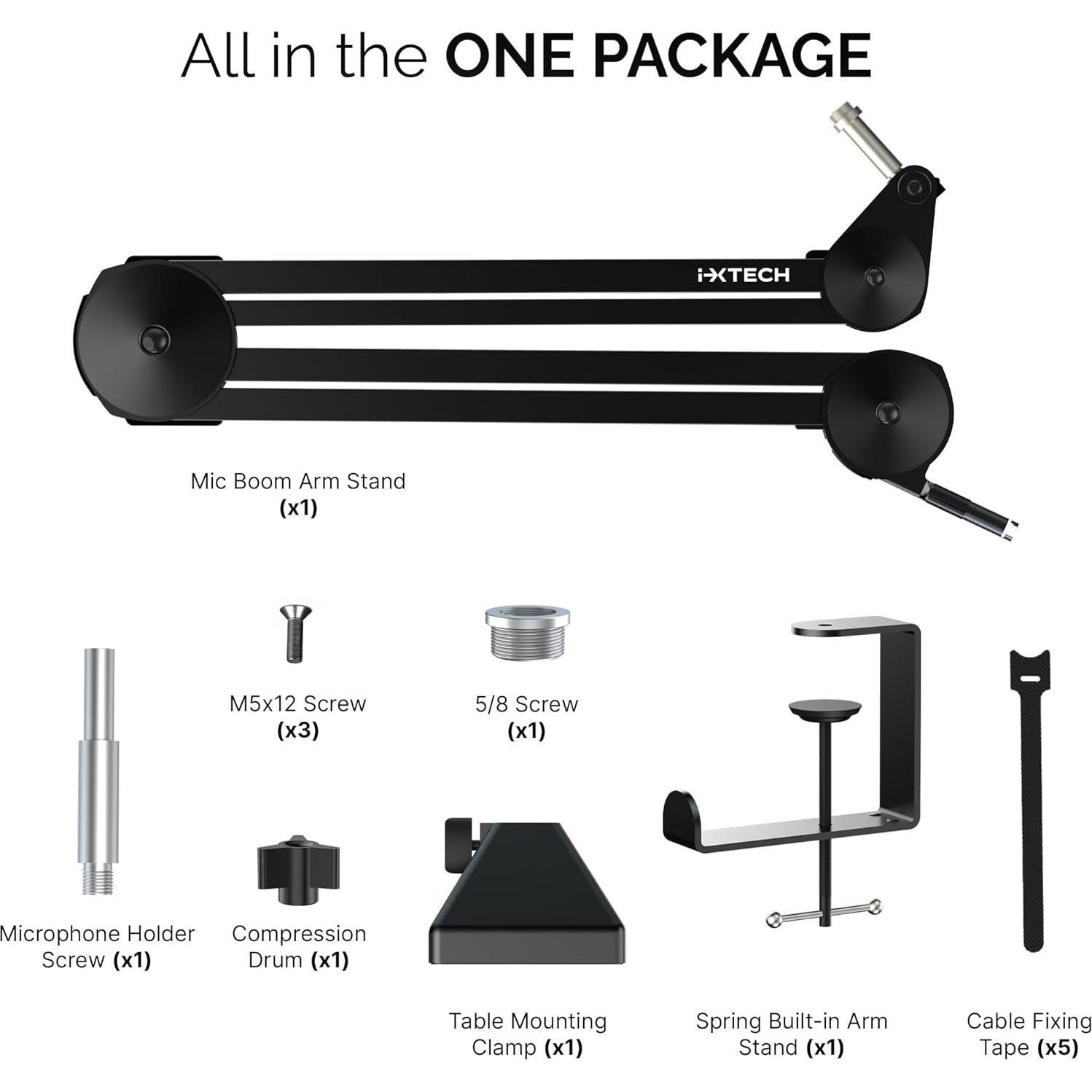 Soporte de Micrófono Boom IXTECH IX-MI01 Acero Inoxidable 1 kg