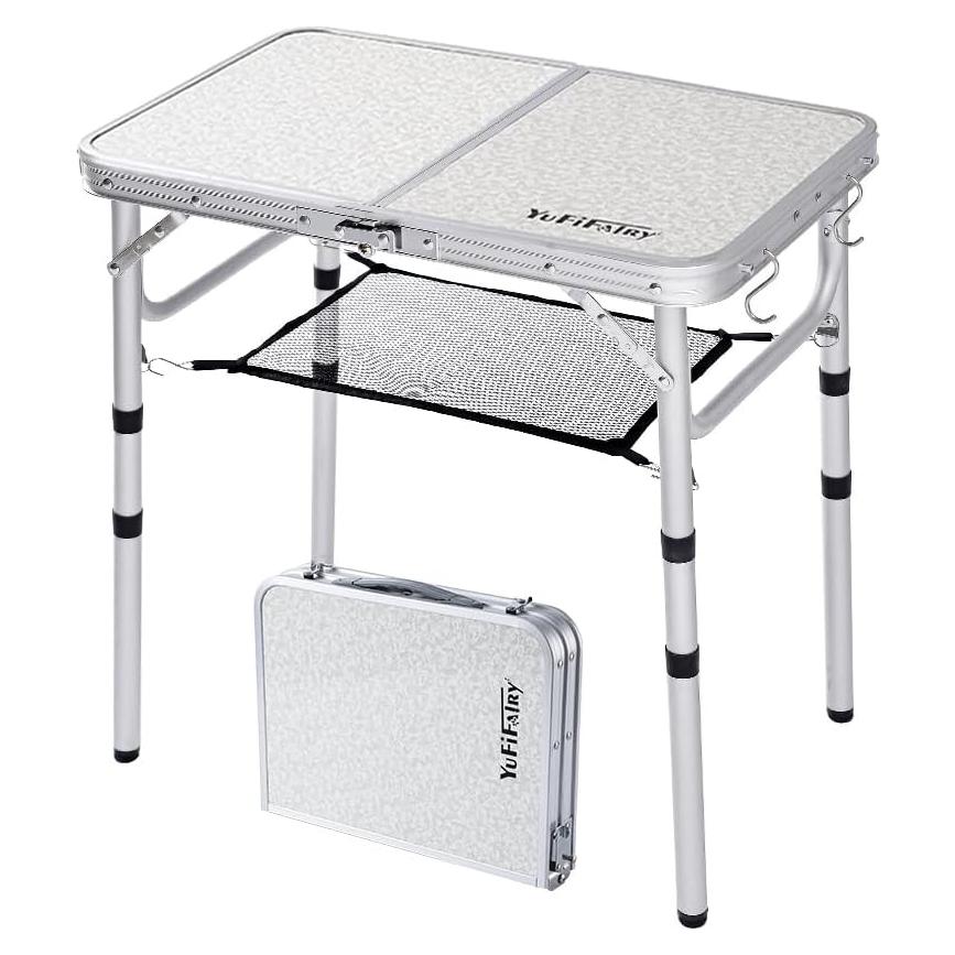 Mesa Plegable YUFIFAIRY Ajustable 3 Alturas 60.96 cm Camping