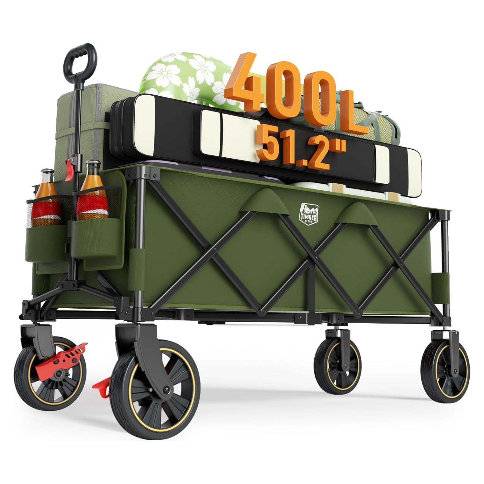 Carro Plegable Timber Ridge 130 cm Verde 400L con Frenos