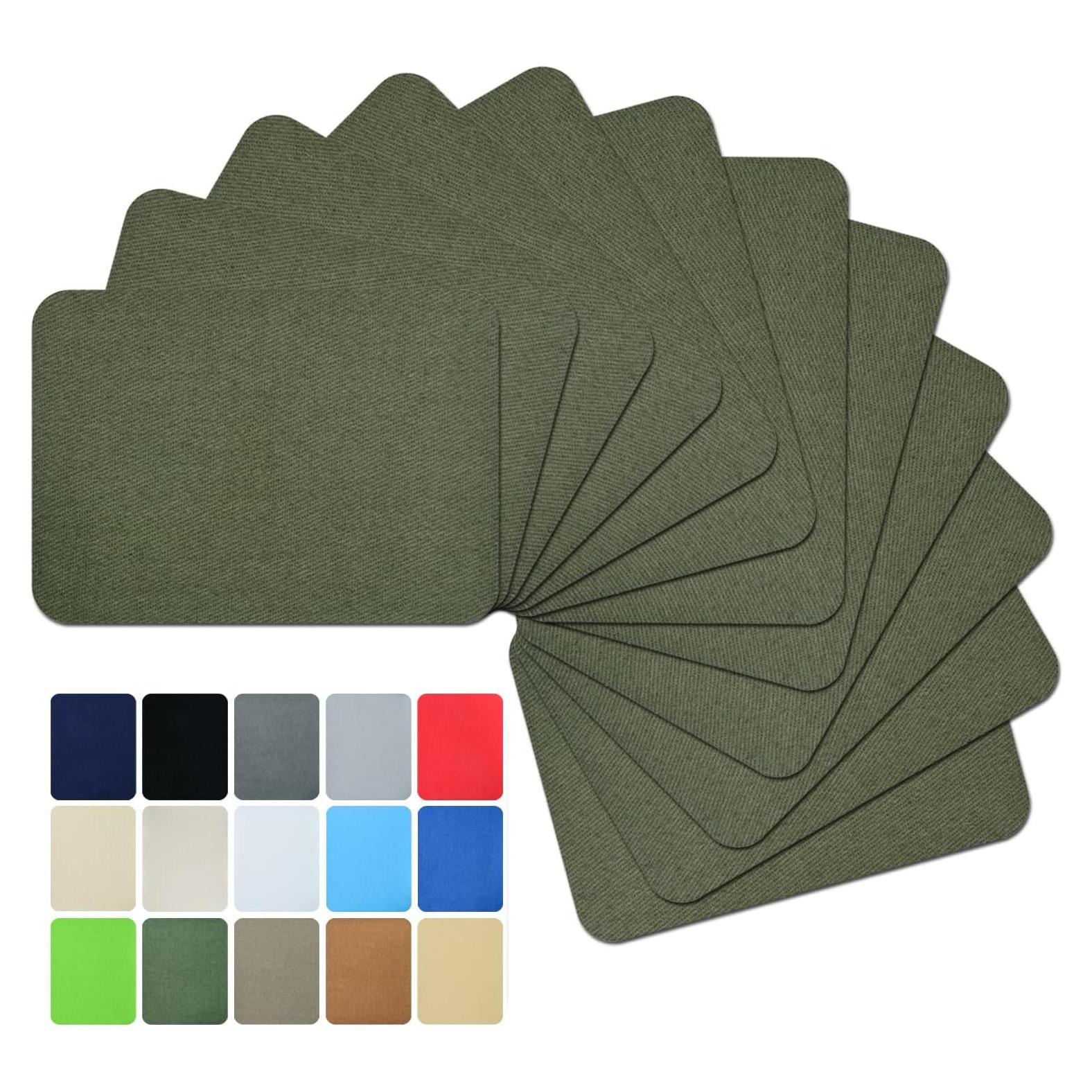 Parches Termoadhesivos Guokuai 12PCS Algodón Verde Militar 7.5x10.5cm