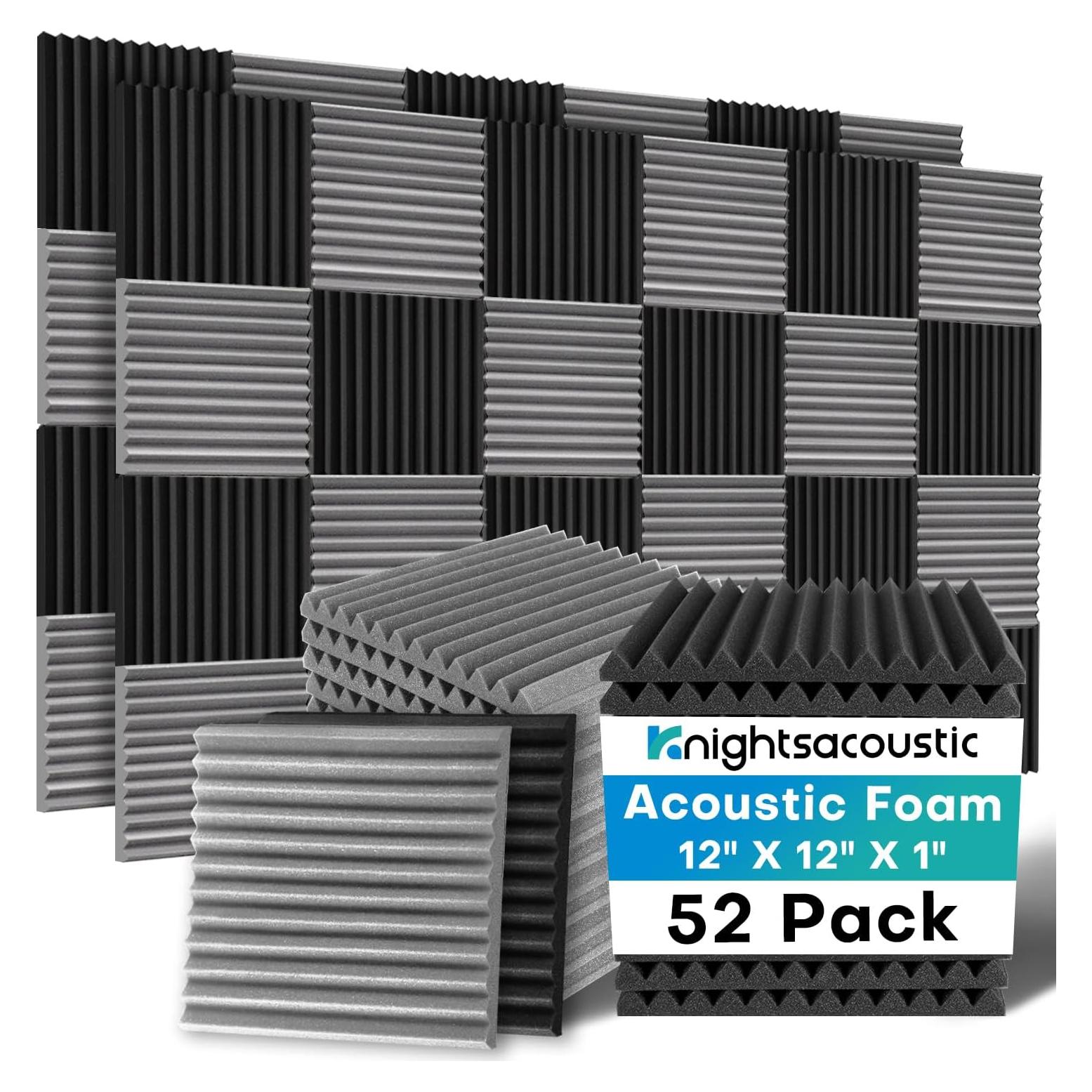 52 Paneles de Espuma Acústica Knightacoustic 30x30 cm Grises