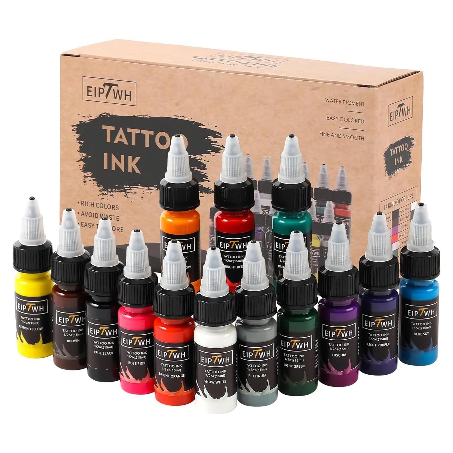 Set de Tinta para Tatuajes EIPTWH 14 Colores 15ml Profesional