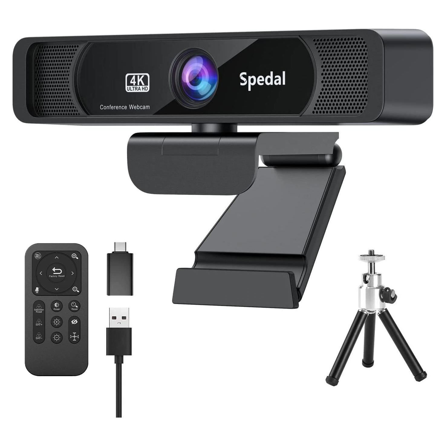 Cámara Web Spedal 4K UHD con Doble Micrófono y Control Remoto