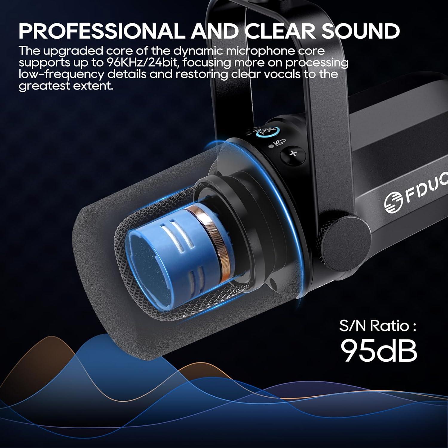 Micrófono Dinámico USB/XLR FDUCE SL40 para Podcasting y Gaming