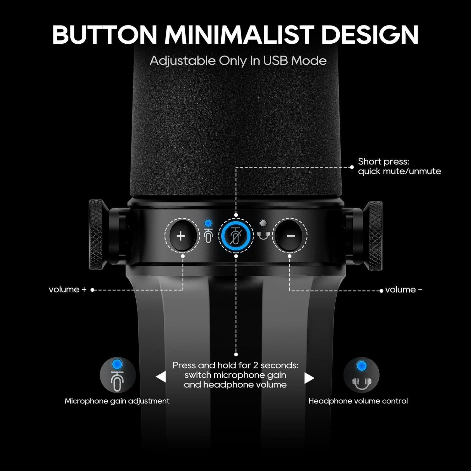 Micrófono Dinámico USB/XLR FDUCE SL40 para Podcasting y Gaming