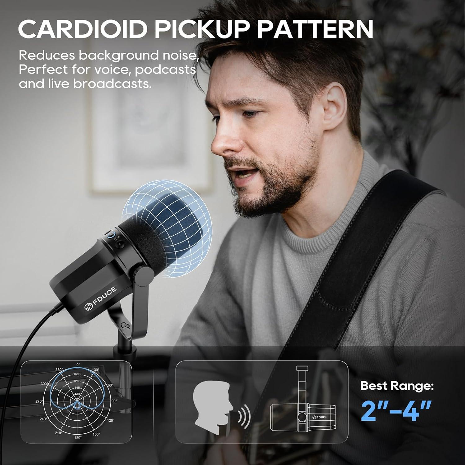 Micrófono Dinámico USB/XLR FDUCE SL40 para Podcasting y Gaming