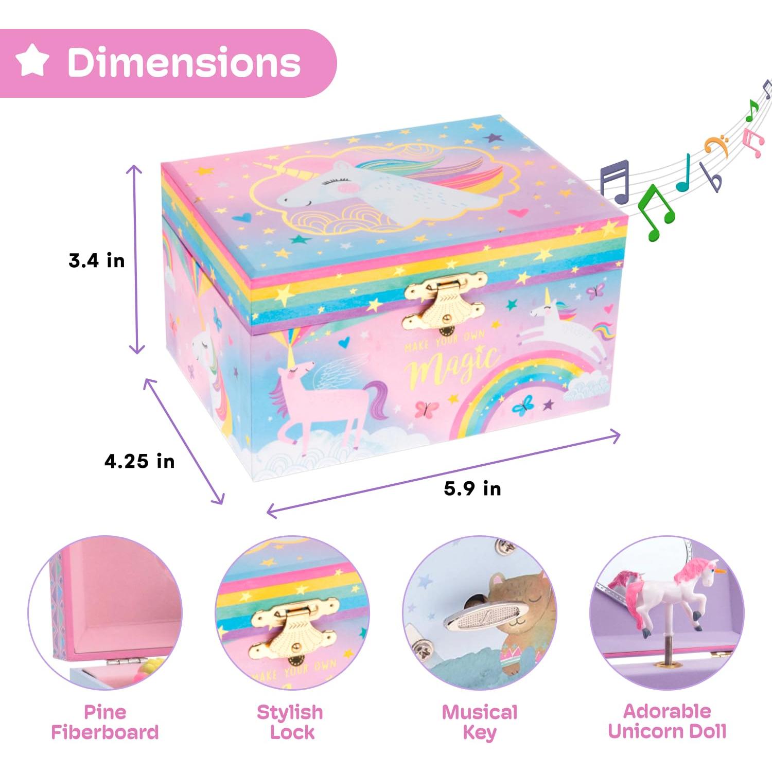 Caja de Joyería Musical Jewelkeeper Unicornio 15x10cm