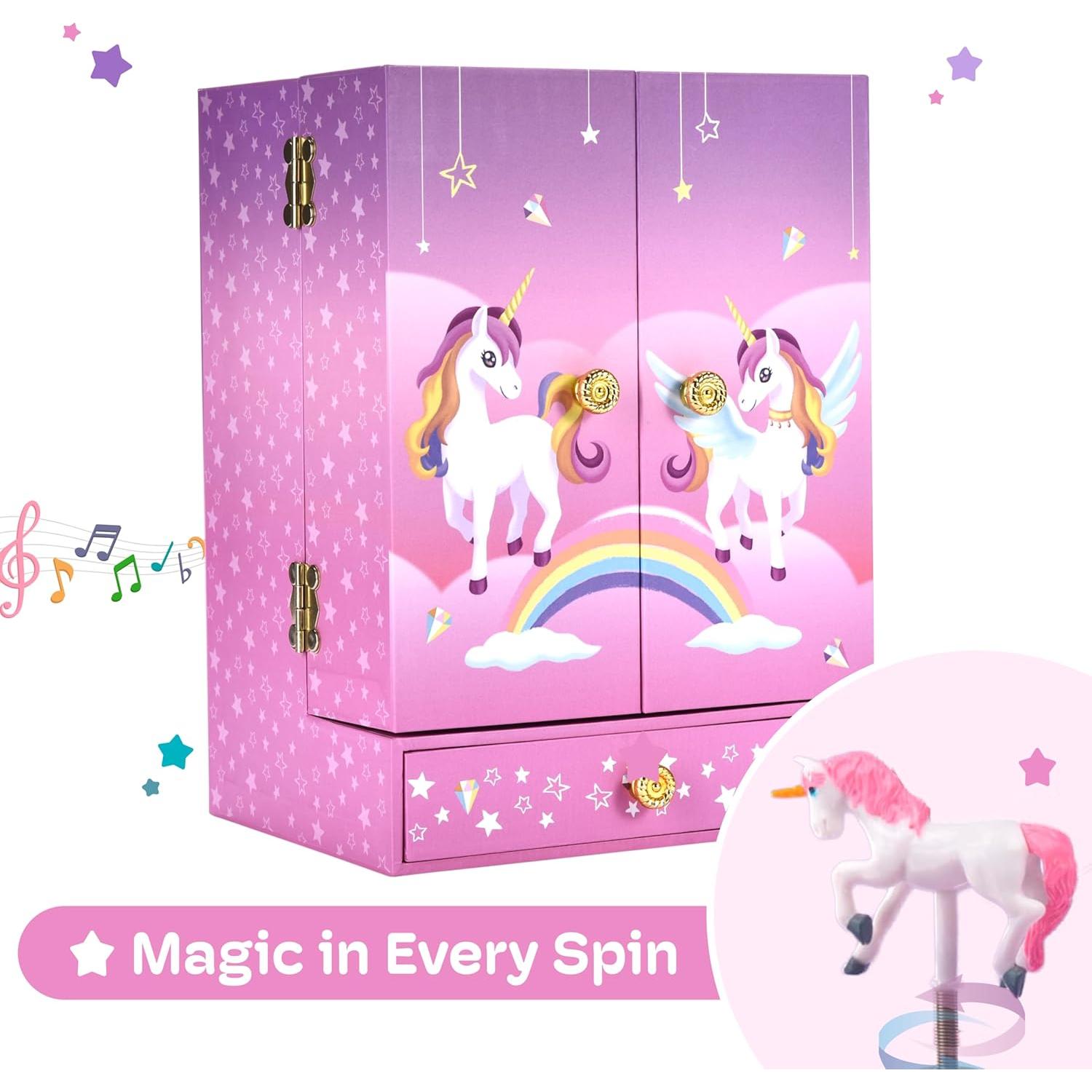 Caja de Joyería Musical Jewelkeeper Unicornio 15x10cm