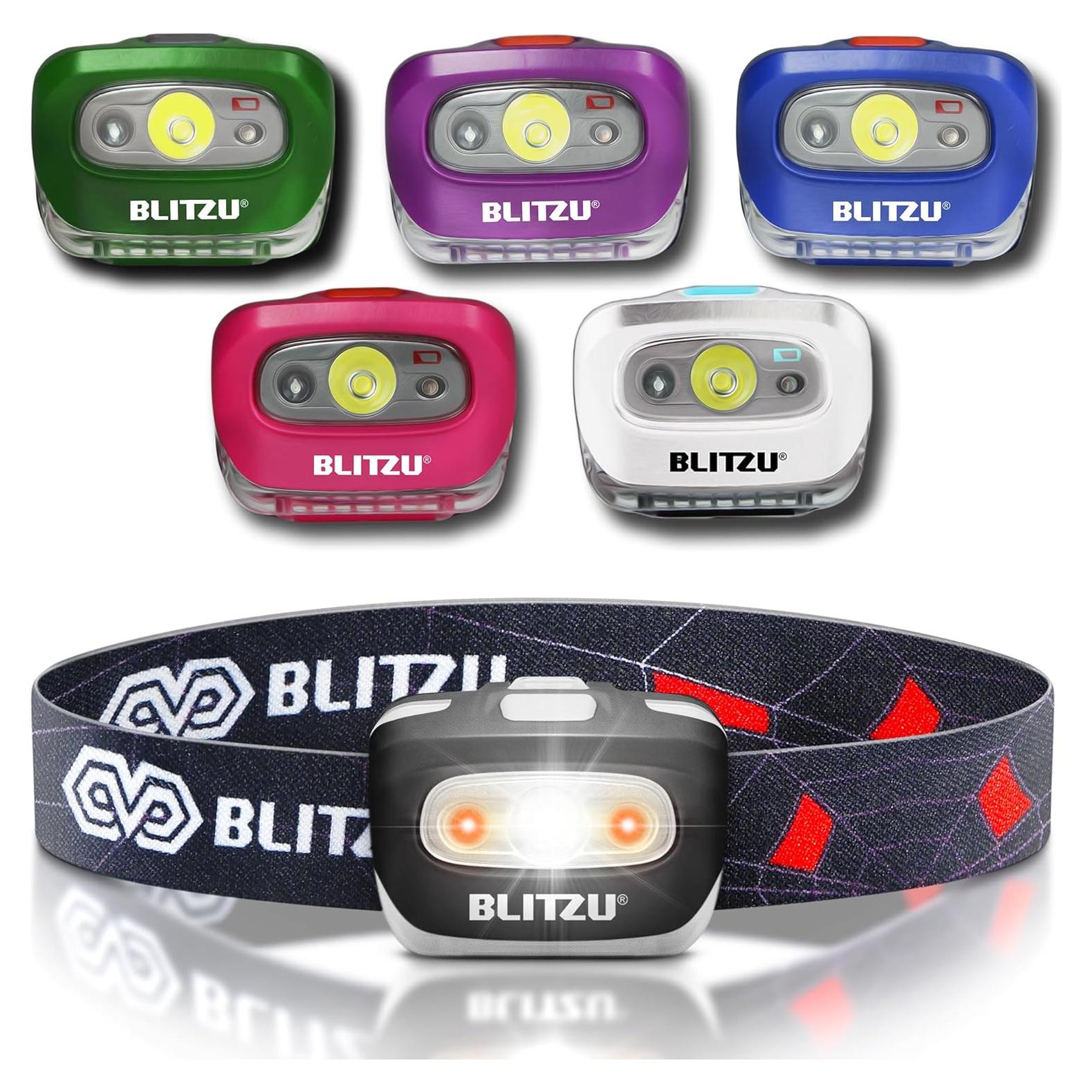 Linterna Frontal LED BLITZU Negra, Impermeable, 165 Lúmenes