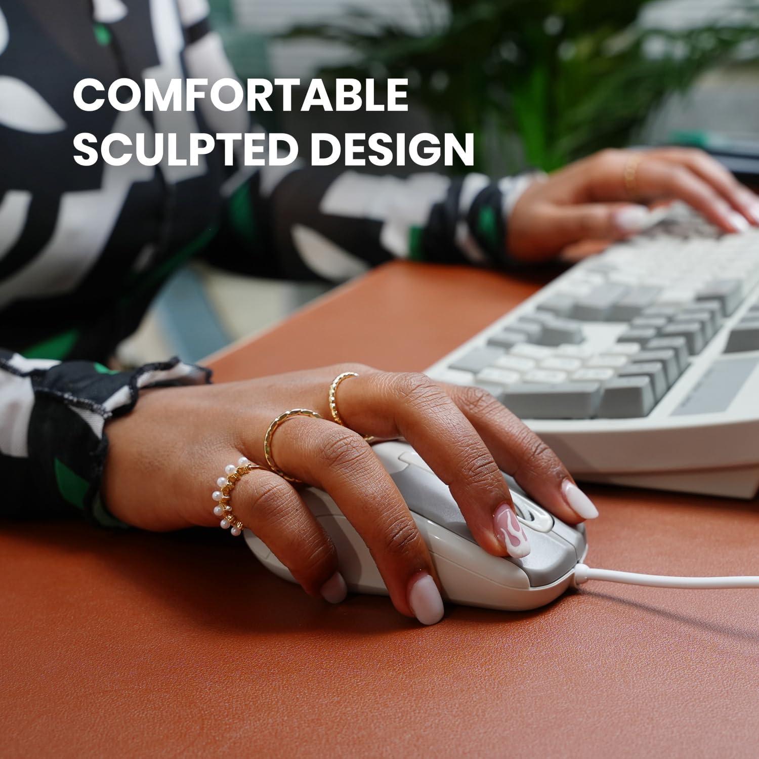 Ratón USB Perixx PERIMICE-209M Óptico 1000 DPI Beige 1.8m