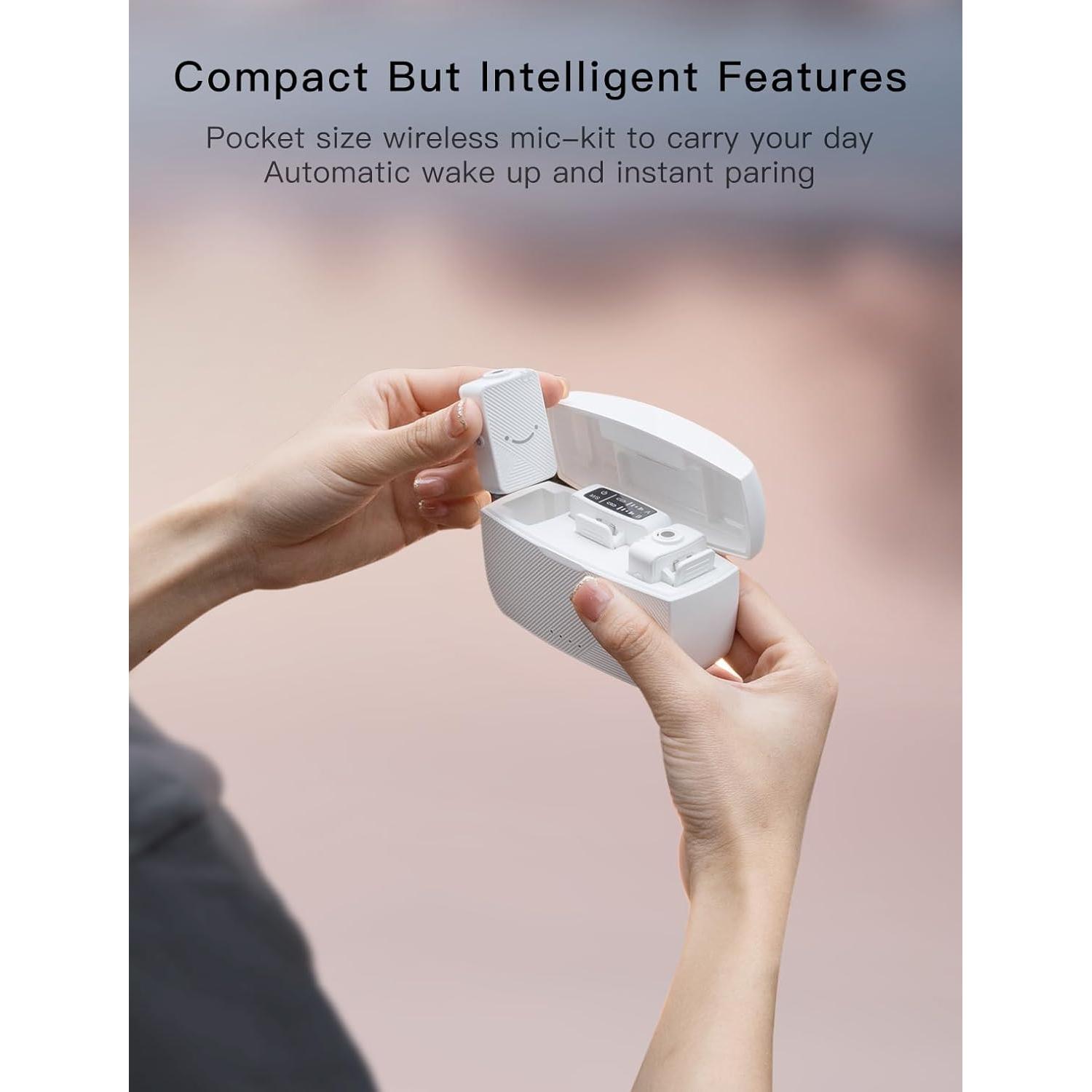 Micrófono Lavalier Inalámbrico FIFINE M9W Blanco, 30h Batería