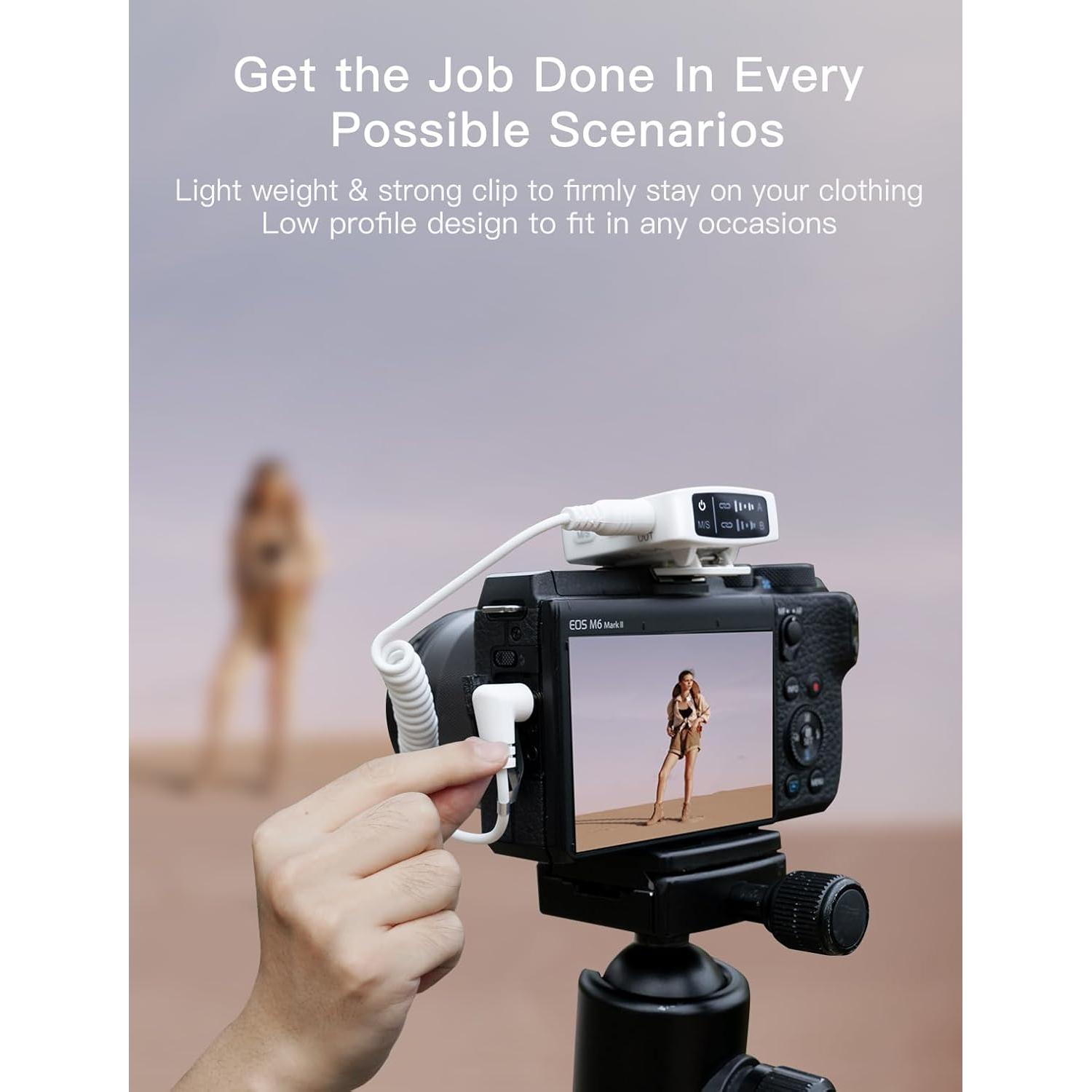 Micrófono Lavalier Inalámbrico FIFINE M9W Blanco, 30h Batería