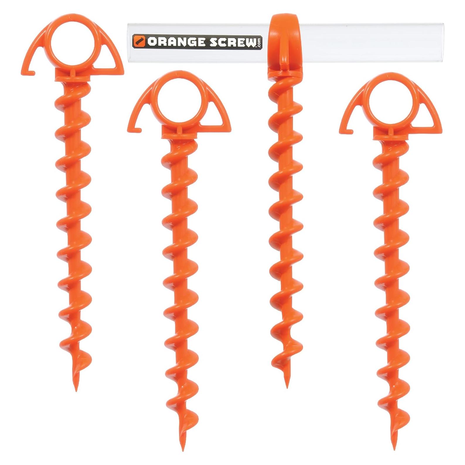 Anclajes de Tierra Orange Screw 4 Piezas para Tienda - Alta Resistencia