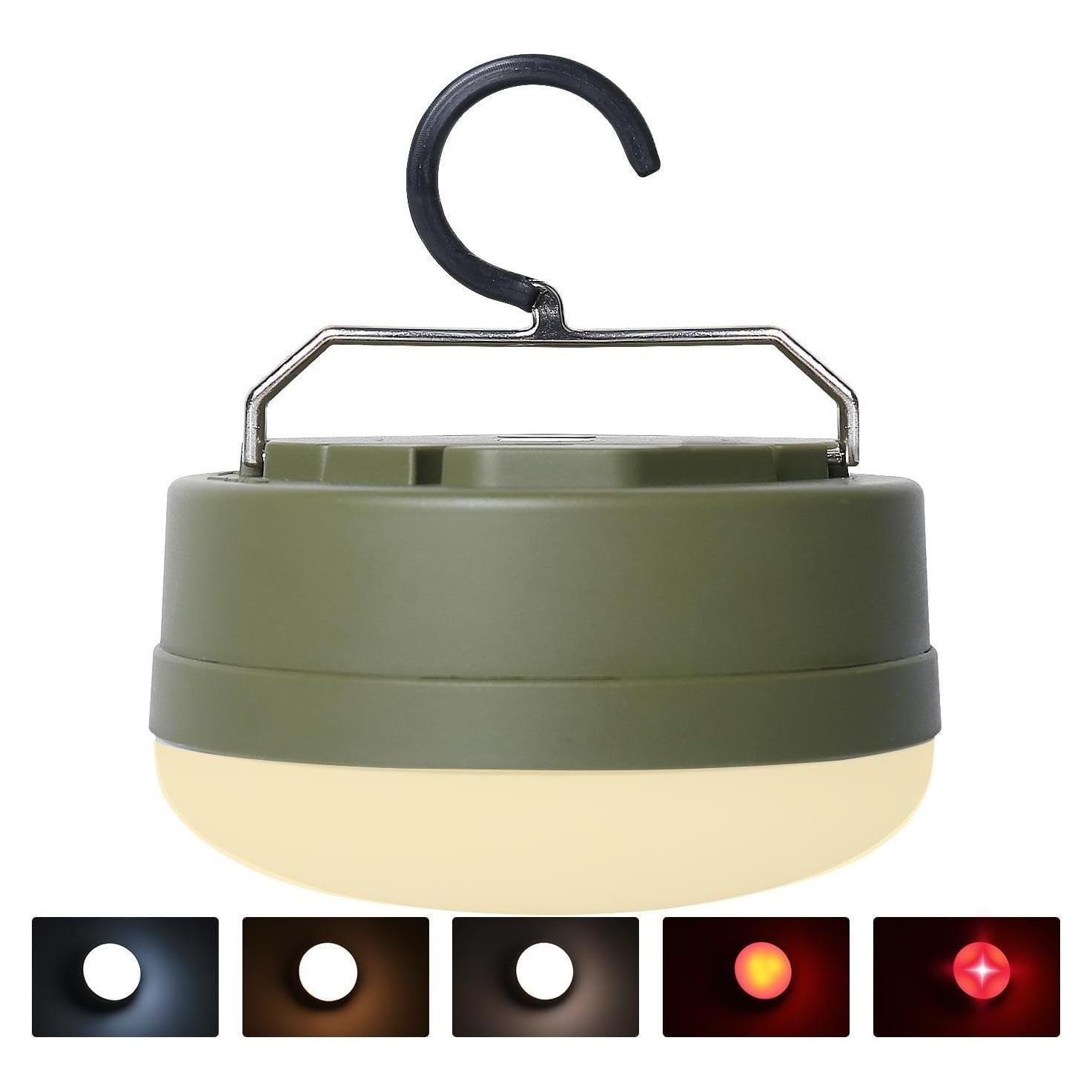 Luz LED Camping Amkulop L3-G, 4 Modos, Base Magnética, Verde