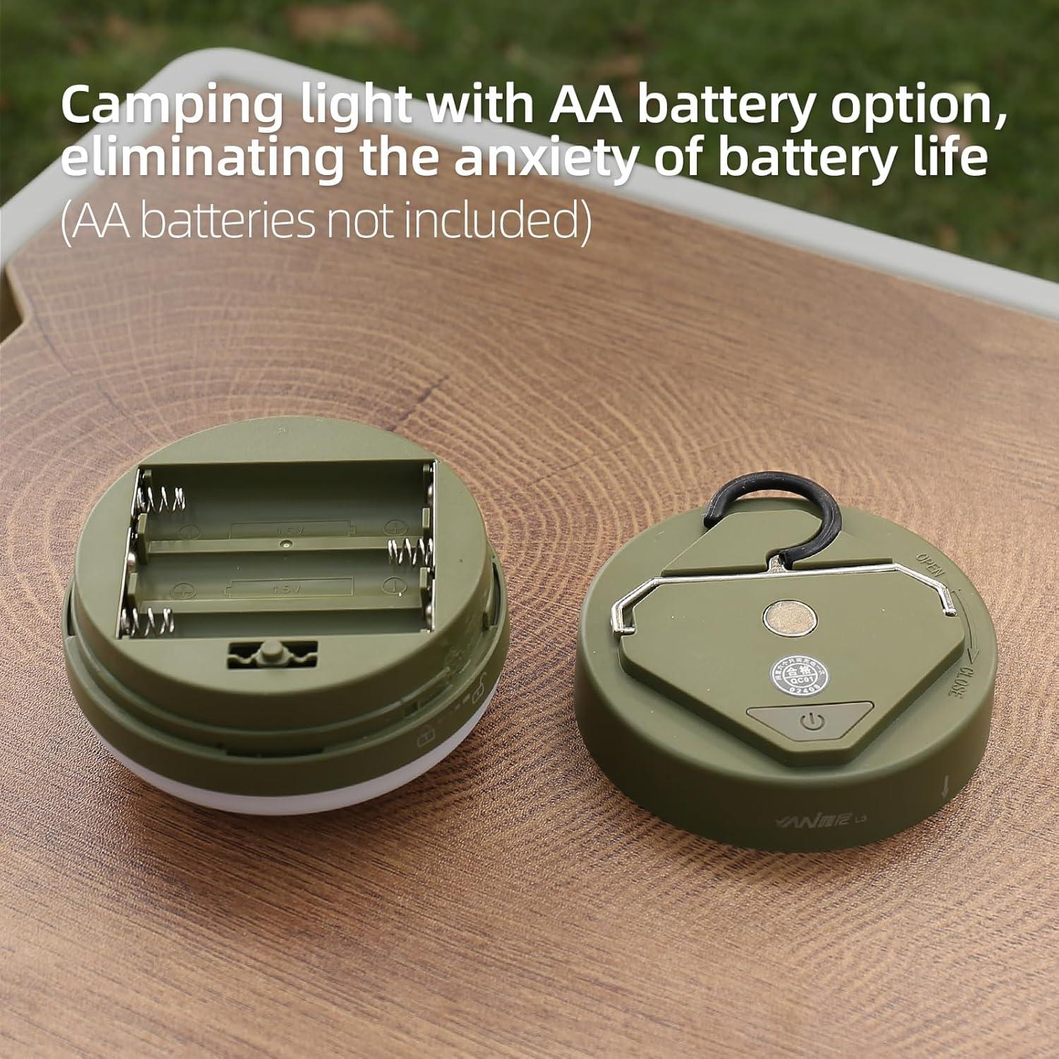 Luz LED Camping Amkulop L3-G, 4 Modos, Base Magnética, Verde