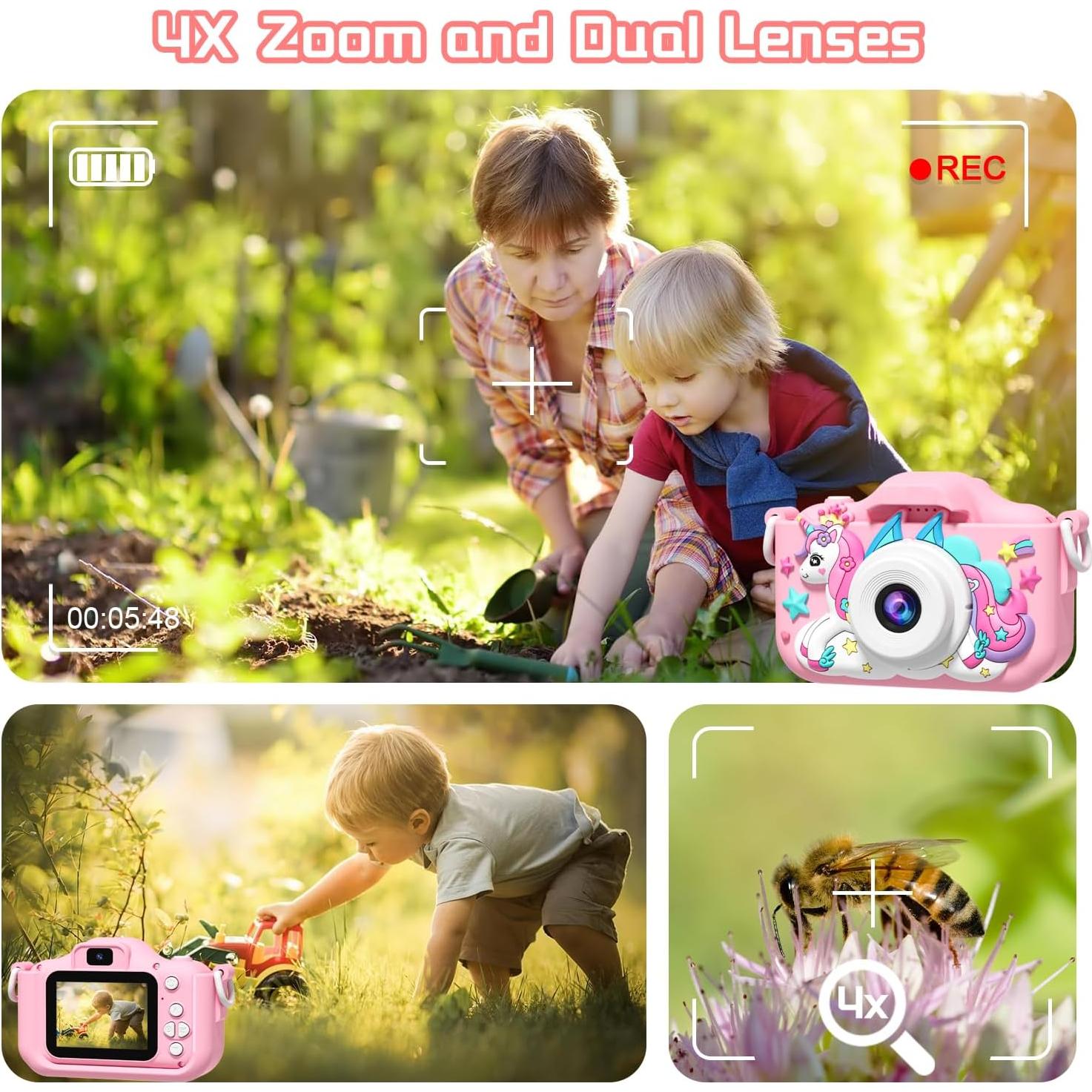 Cámara Digital para Niños Anesky B02 Rosa 1080P HD 32GB