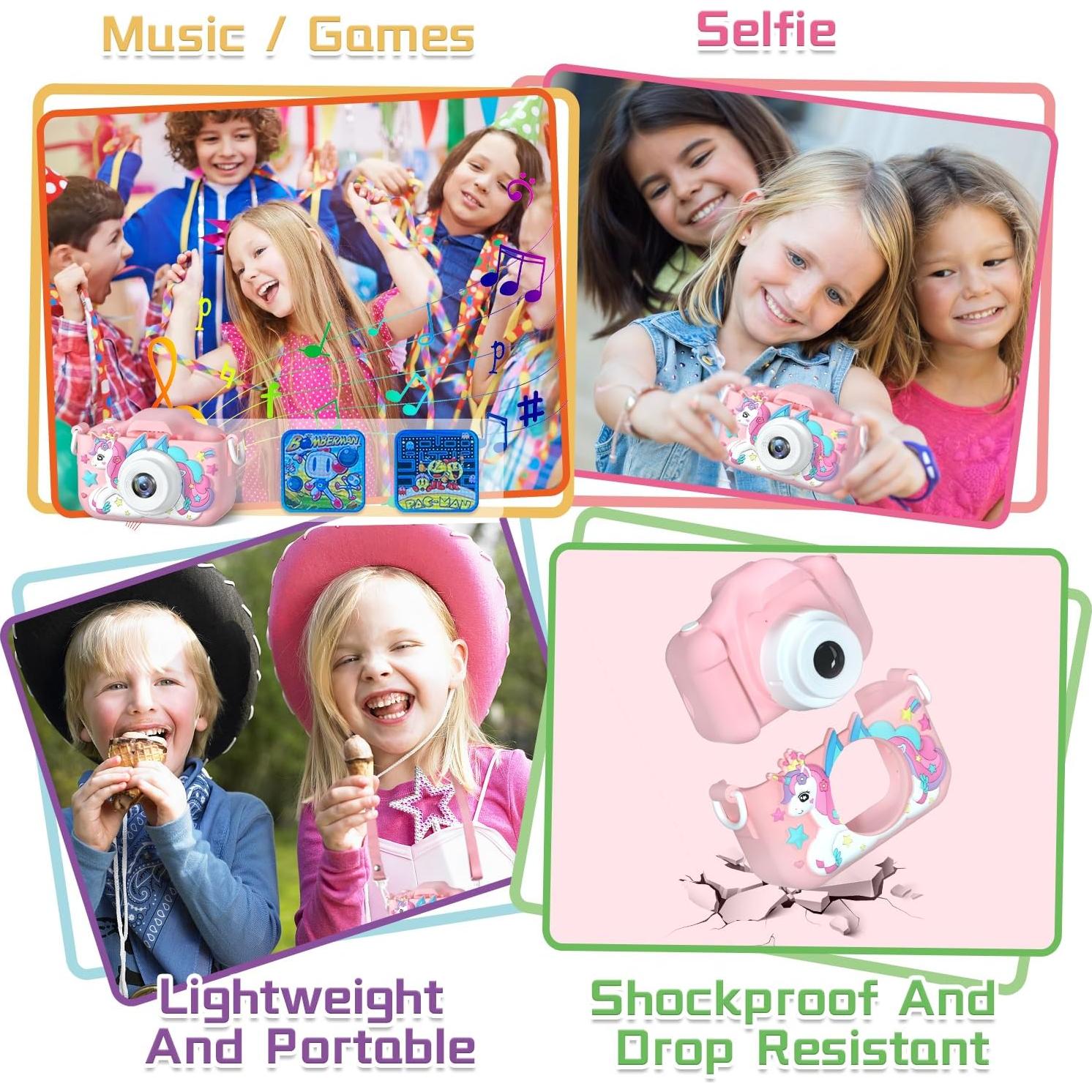 Cámara Digital para Niños Anesky B02 Rosa 1080P HD 32GB