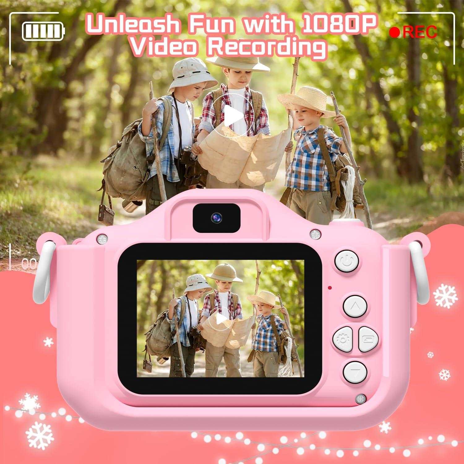 Cámara Digital para Niños Anesky B02 Rosa 1080P HD 32GB