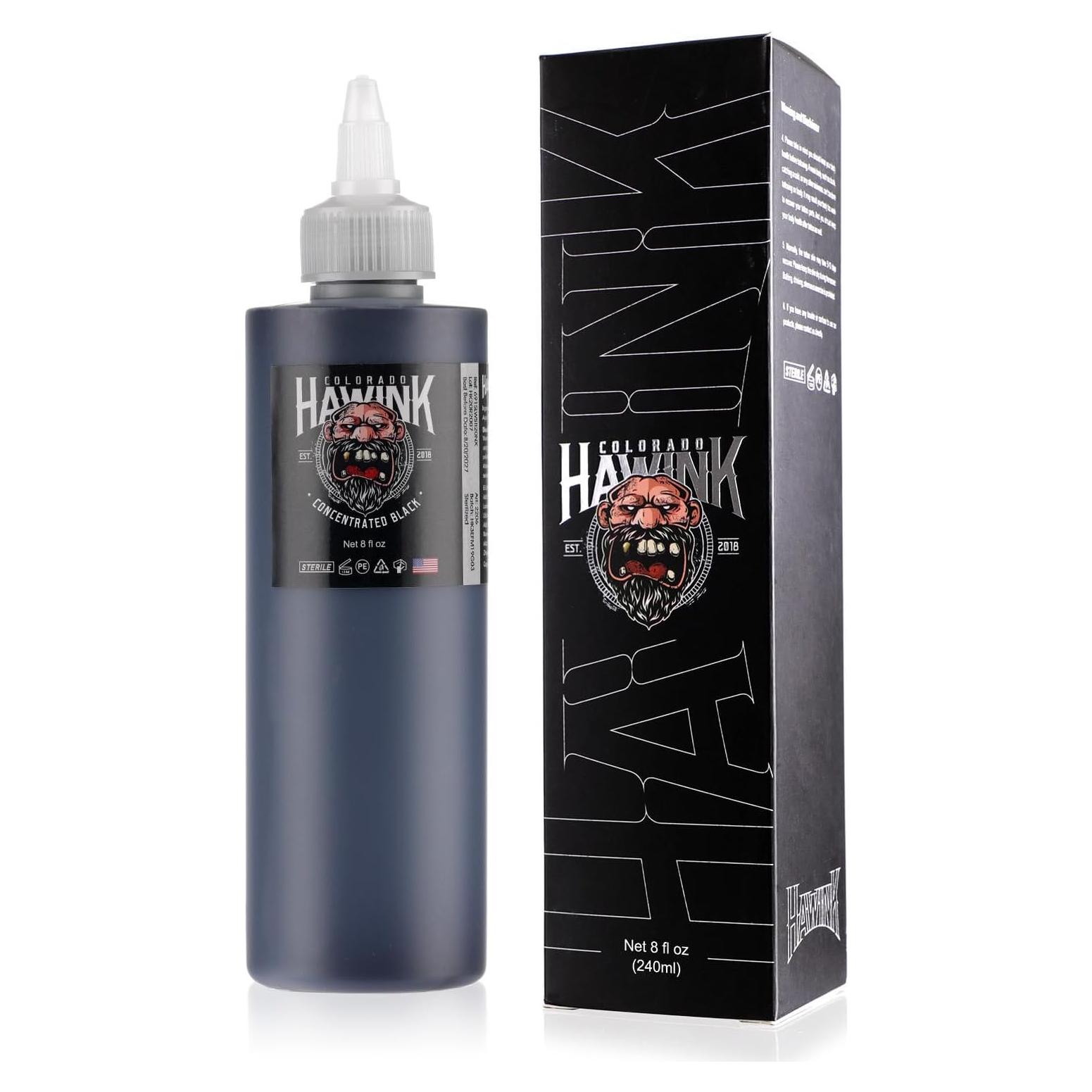 Tinta de Tatuaje Negra HAWINK 240ml Vegana Estándar Profesional