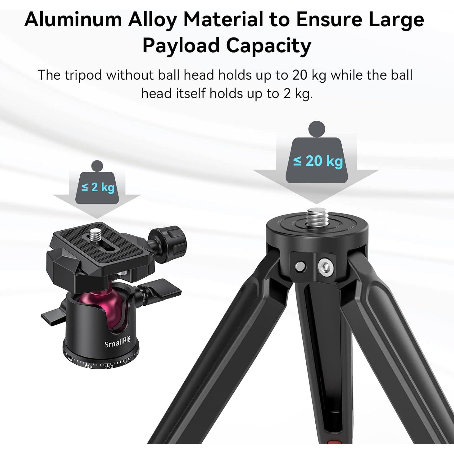 SmallRig Mini Tripod for Camera, Updated Desktop Tabletop Tripod with Arca-Type Compatible QR Plate, 360° Ball Head and 1/4 Screws Portable for Compact Cameras DSLRs, Phone, Gopro - BUT2664