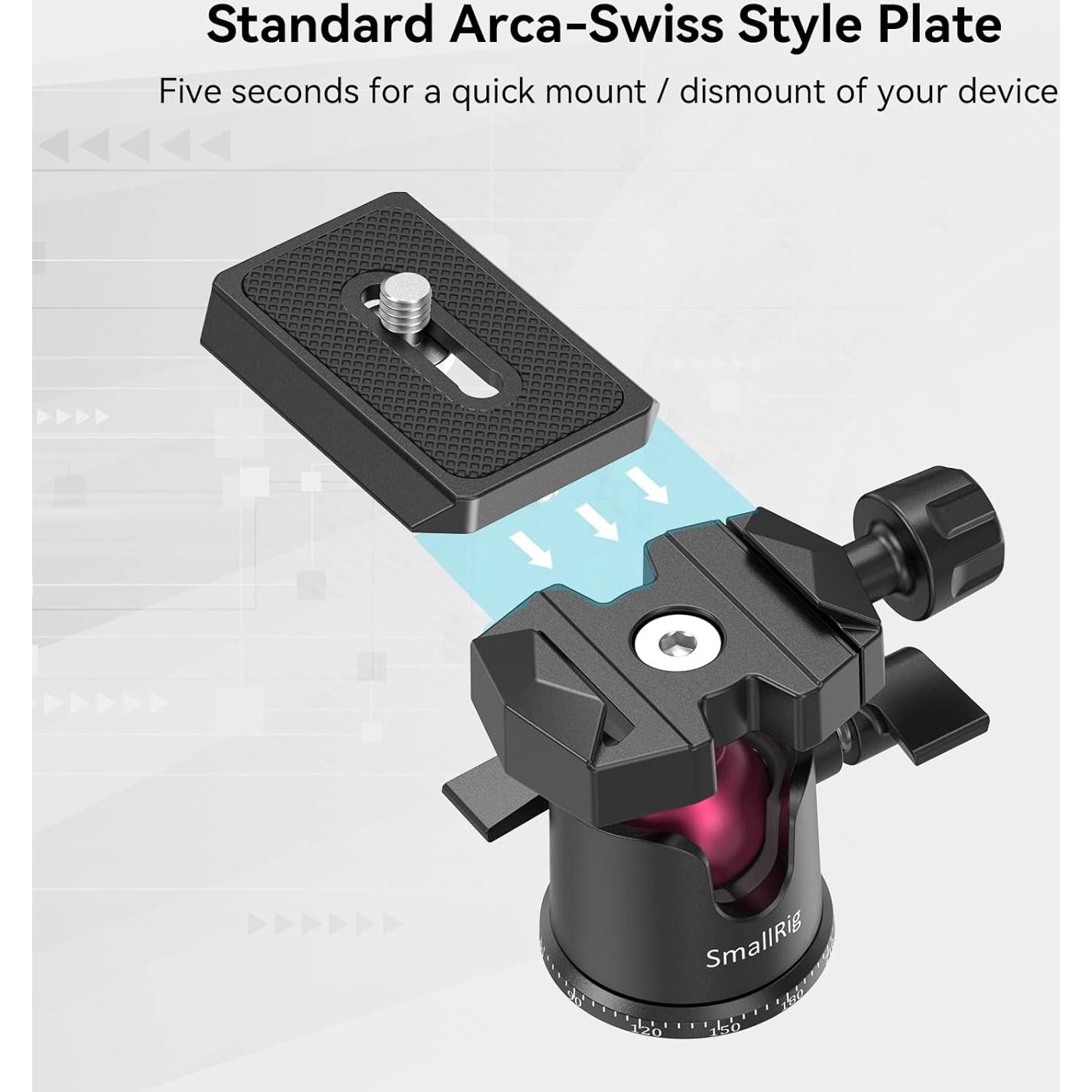 SmallRig Mini Tripod for Camera, Updated Desktop Tabletop Tripod with Arca-Type Compatible QR Plate, 360° Ball Head and 1/4 Screws Portable for Compact Cameras DSLRs, Phone, Gopro - BUT2664