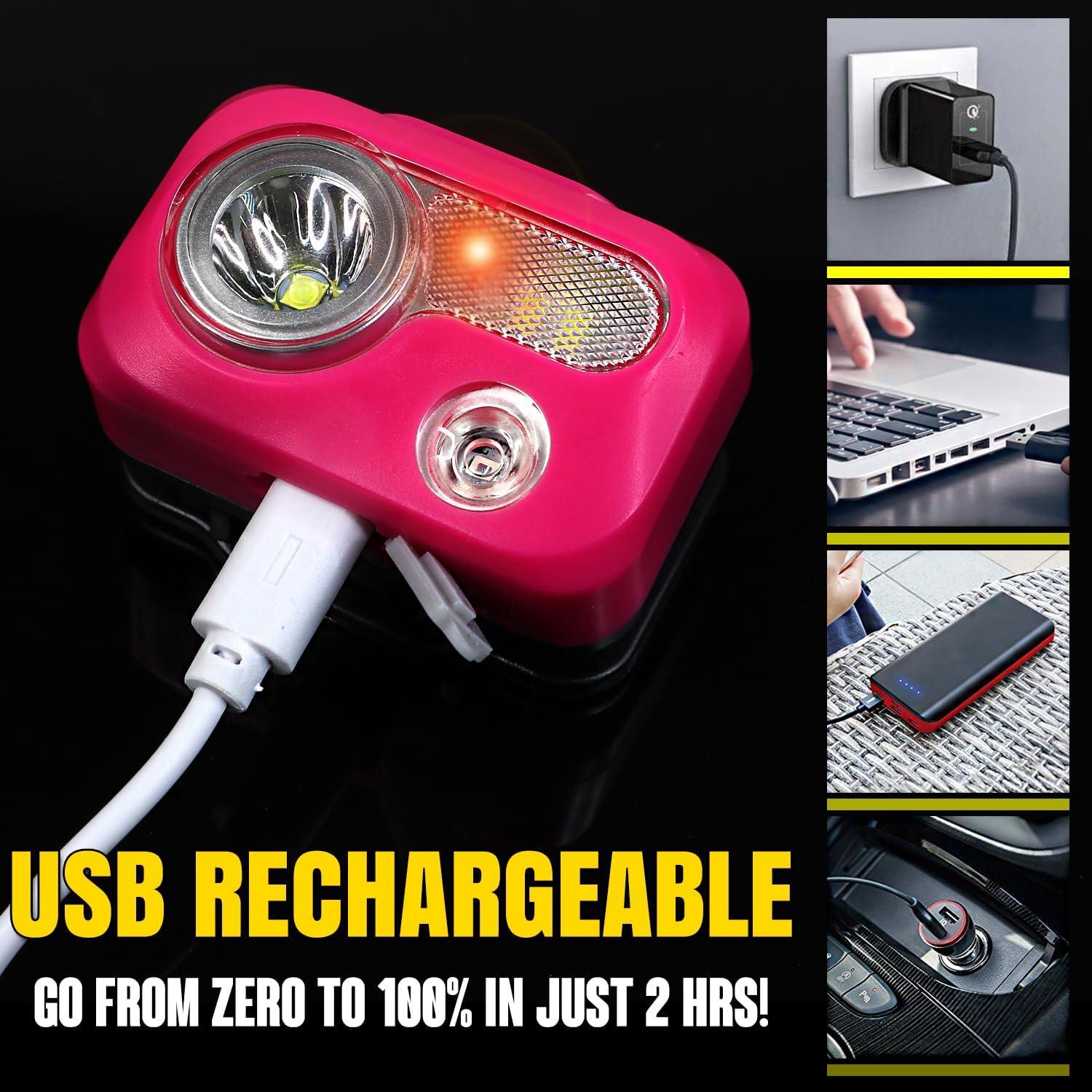 Linterna Frontal Recargable BLITZU i8 Rosa 500 Lúmenes