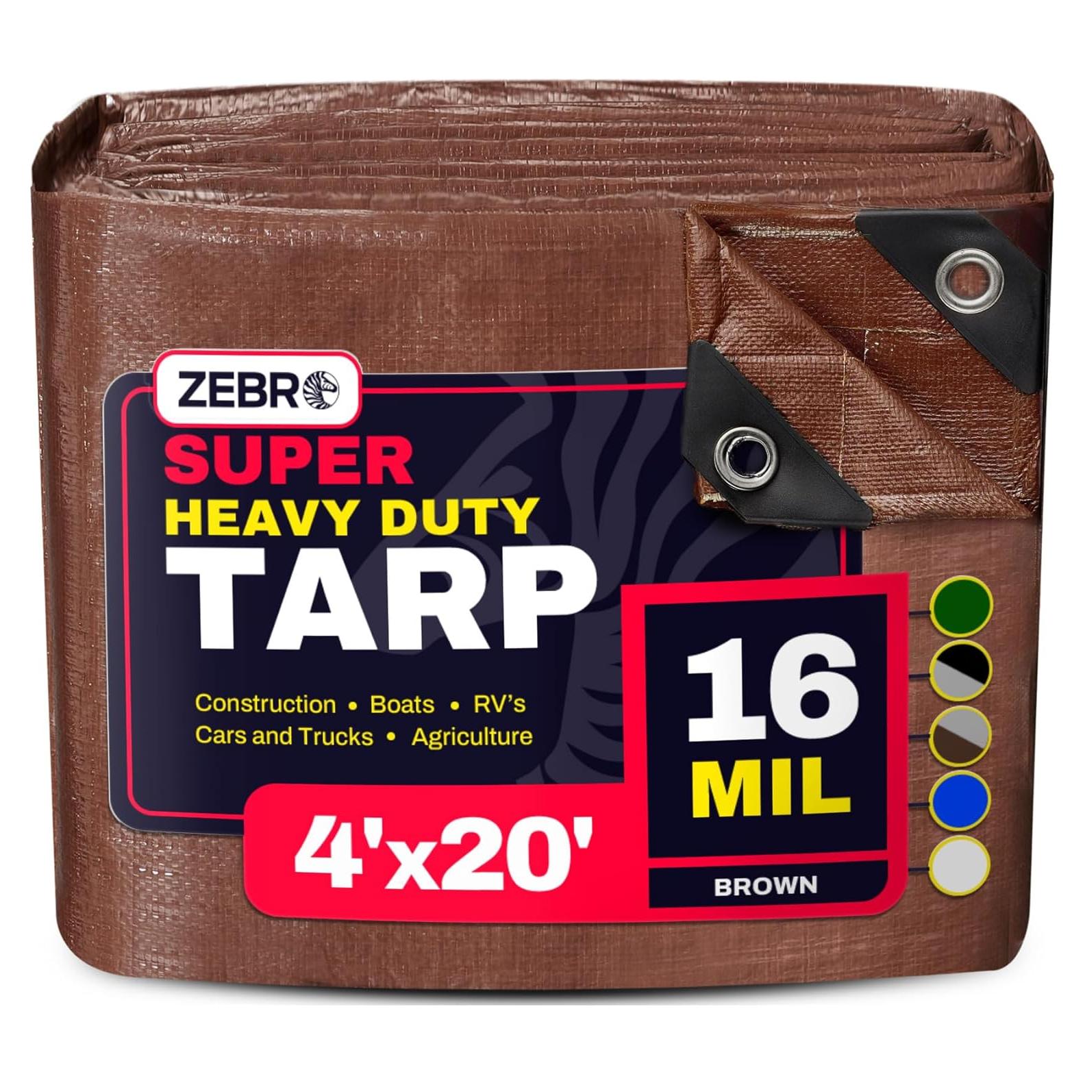 Toldo Marrón Impermeable Zebro 1.22 m x 6.1 m Alta Resistencia