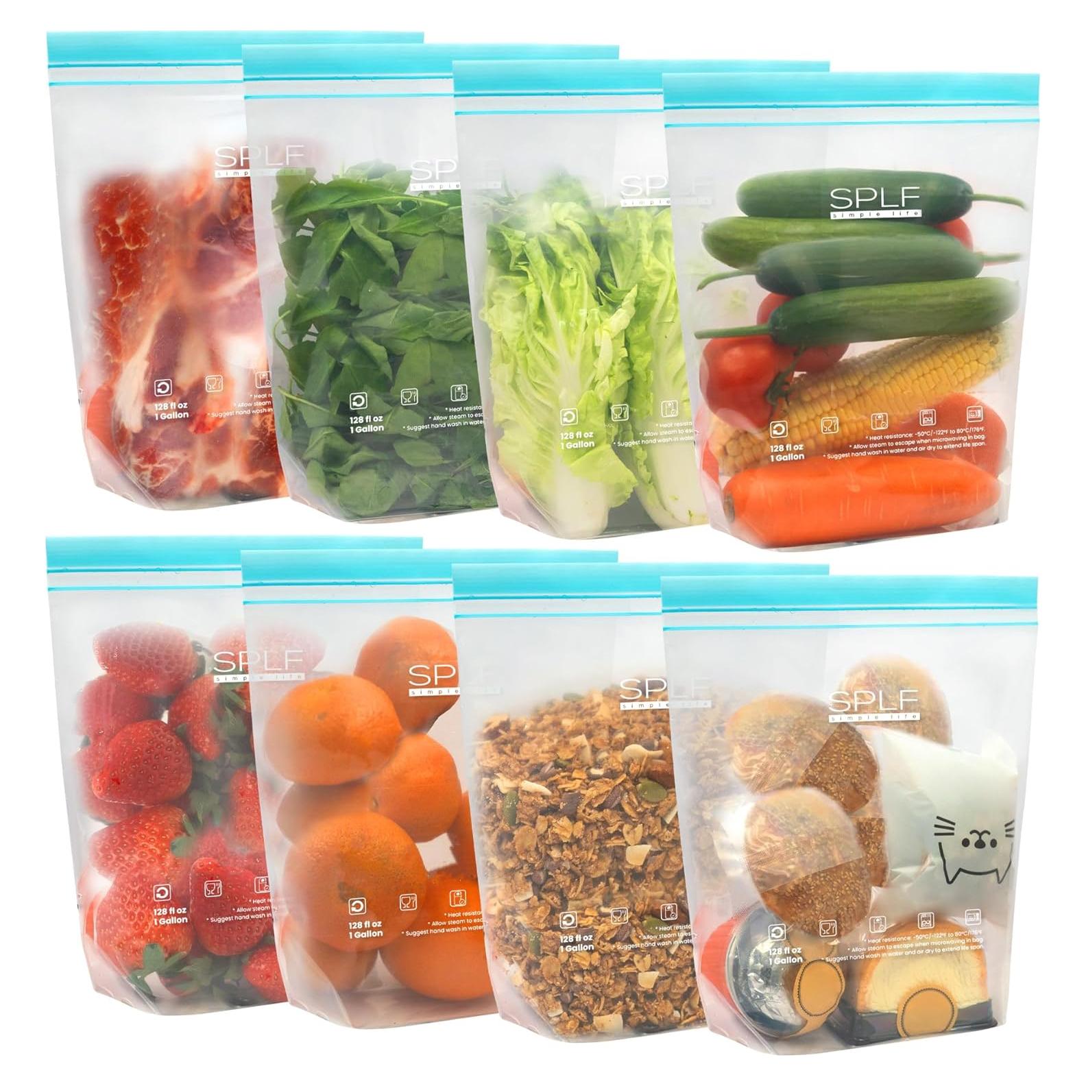 Bolsas Reutilizables SPLF 1 Galón 8 Piezas a Prueba de Fugas