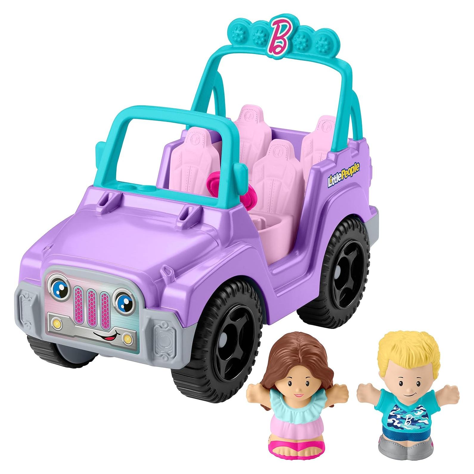 Fisher-Price Little People Barbie Toddler Toy Car Beach Cruiser with Music Sounds and 2 Figures for Pretend Play Kids Ages 18+ Months​