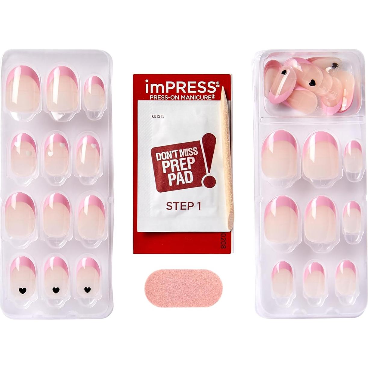 KISS imPRESS Uñas Postizas Francesas Ditto Neutro Claro 30 Uñas
