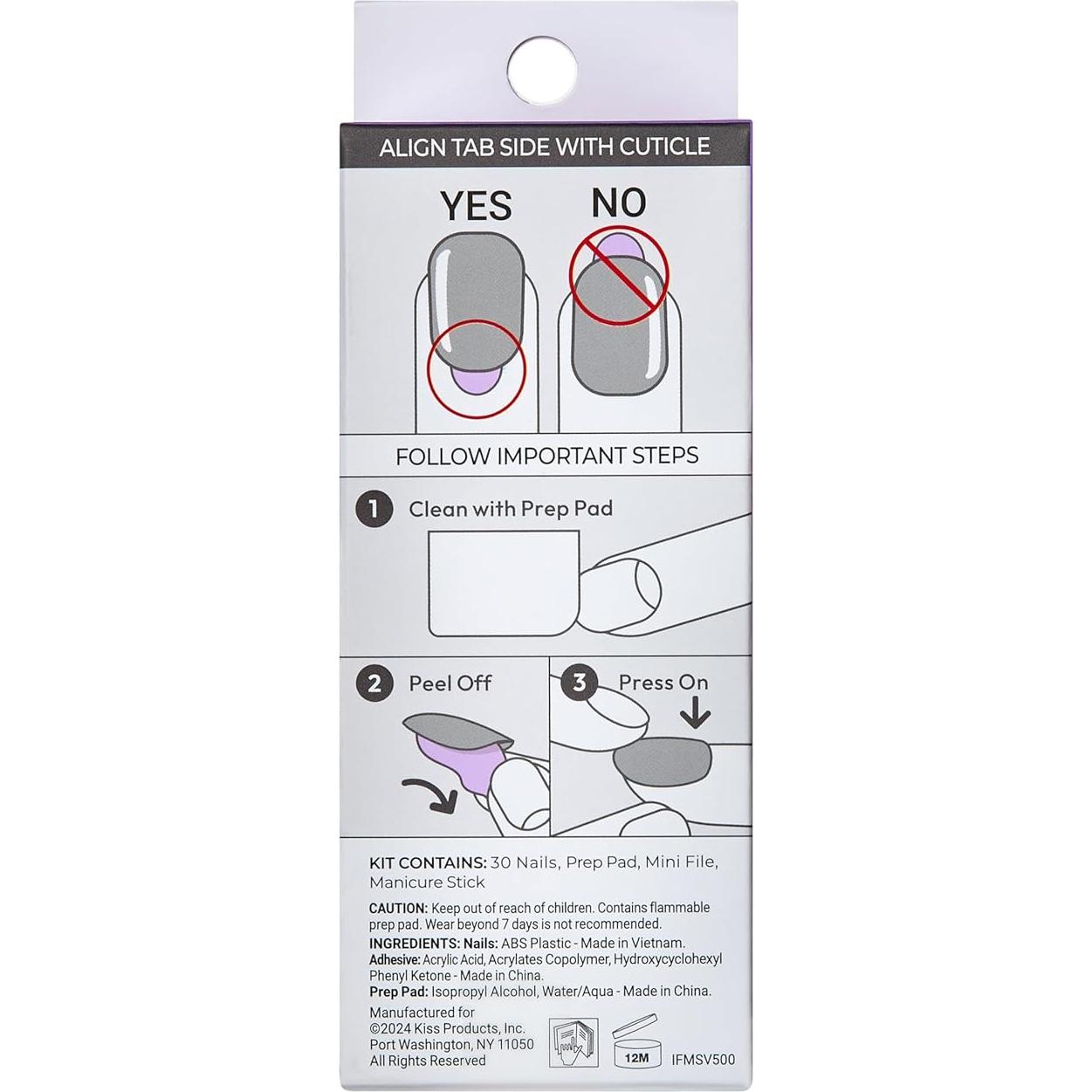 KISS imPRESS Uñas Postizas Francesas Ditto Neutro Claro 30 Uñas