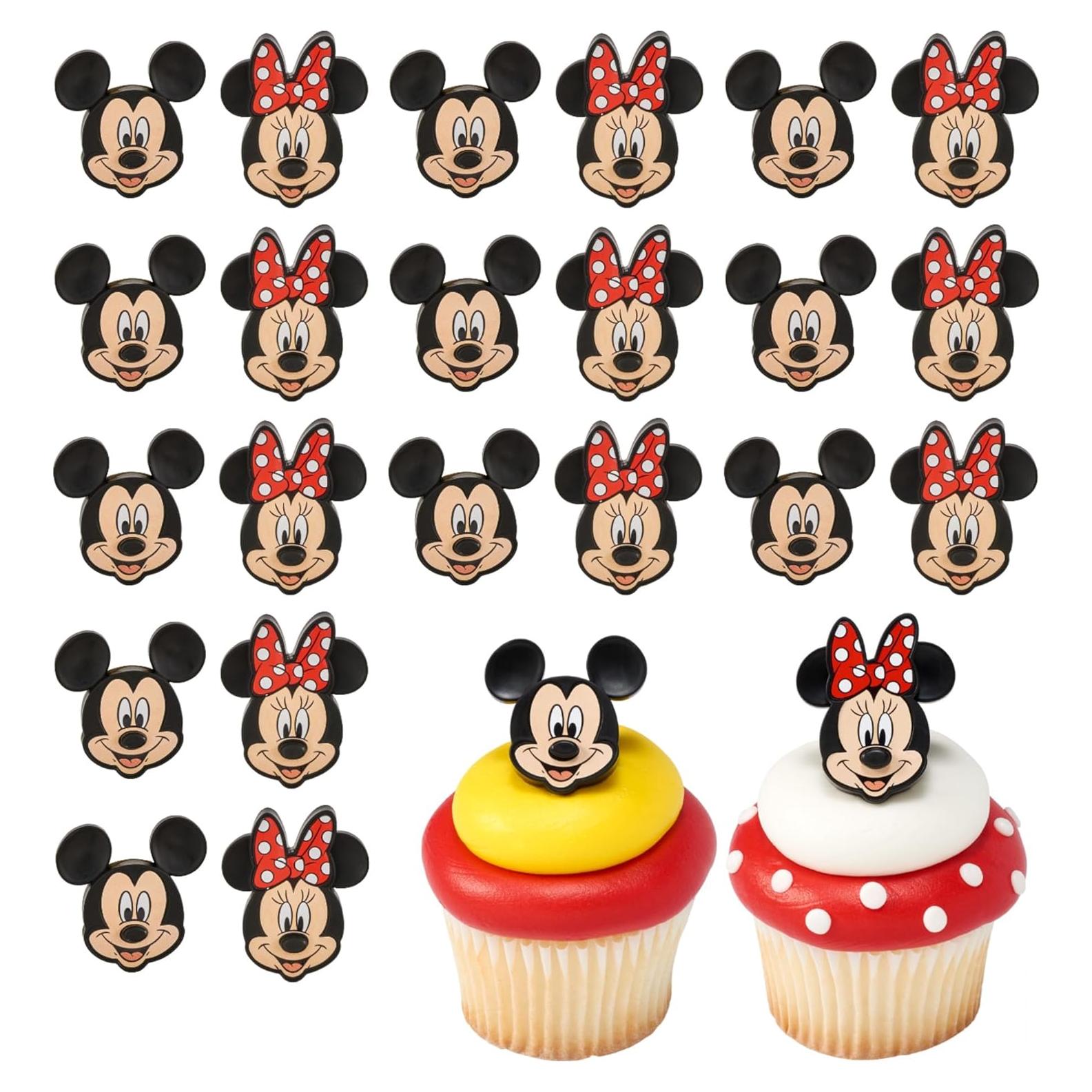 Anillos de Cupcake Mickey y Minnie Mouse DecoPac - 24 Piezas