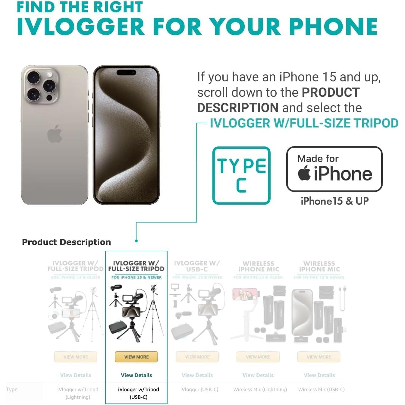 Kit de Vlogging Movo iVlogger para iPhone con Trípode y Micrófono