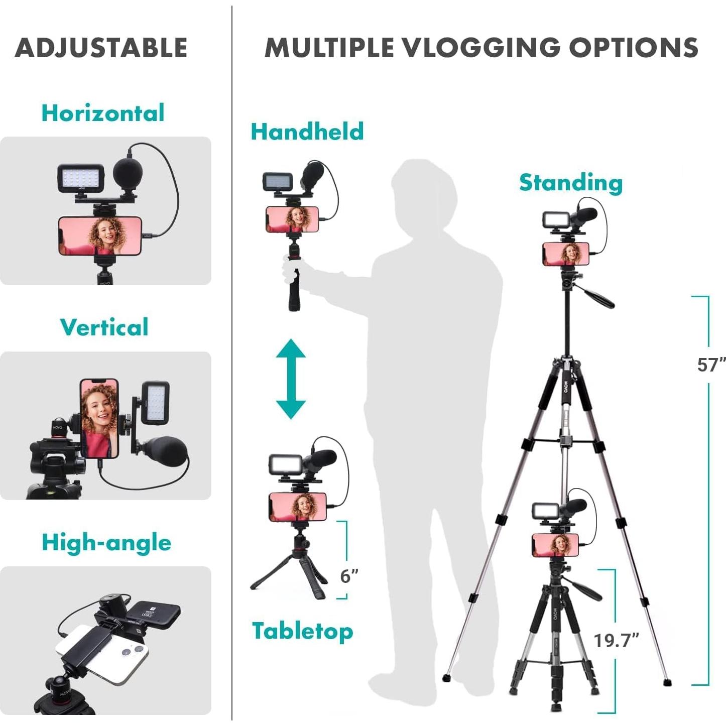 Kit de Vlogging Movo iVlogger para iPhone con Trípode y Micrófono