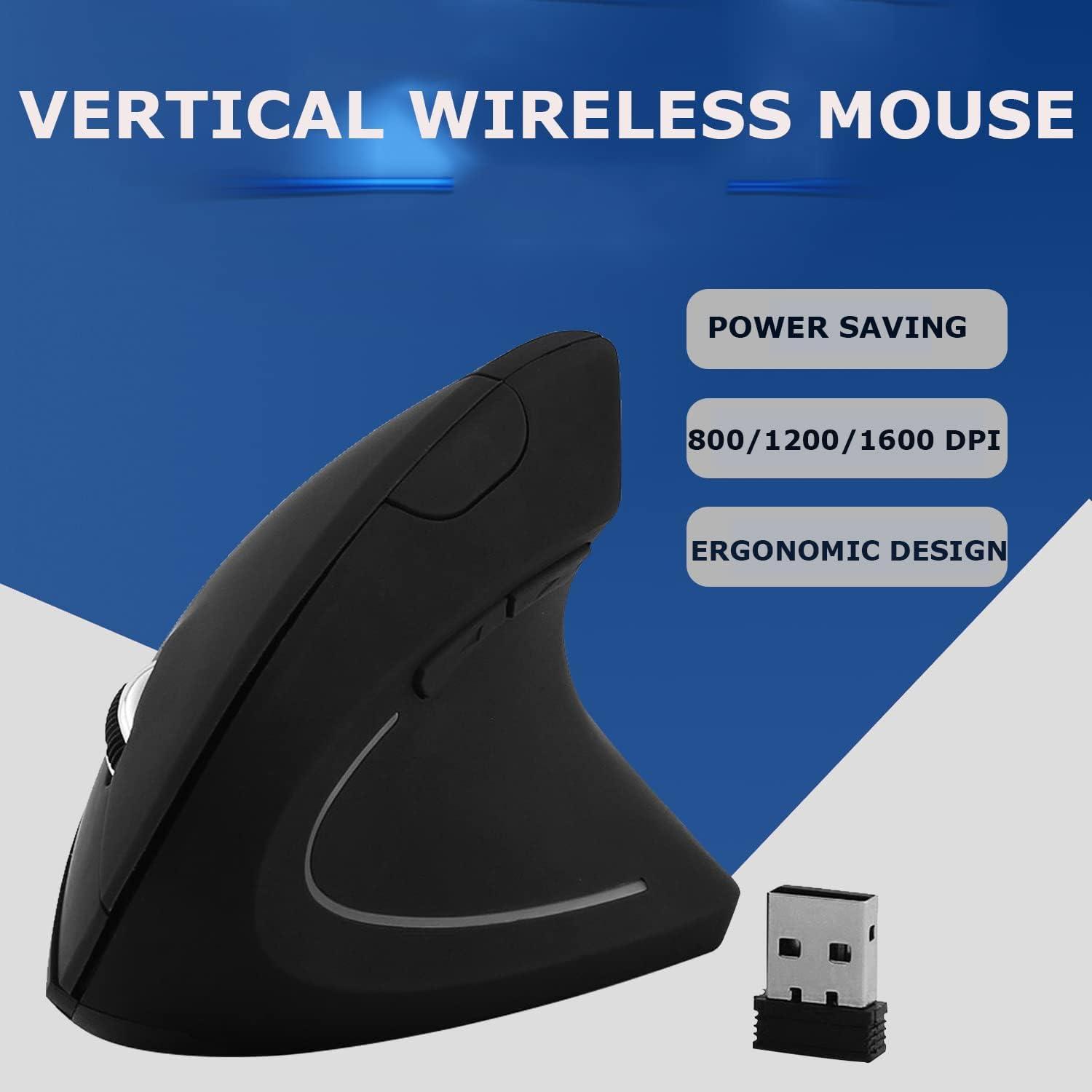 Ratón Inalámbrico Vertical Ergonomico TECCOEUS Negro 800/1600 DPI