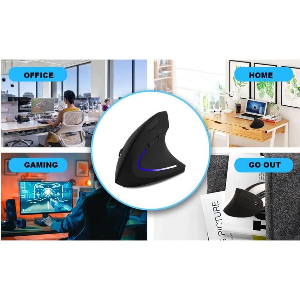 Ratón Inalámbrico Vertical Ergonomico TECCOEUS Negro 800/1600 DPI